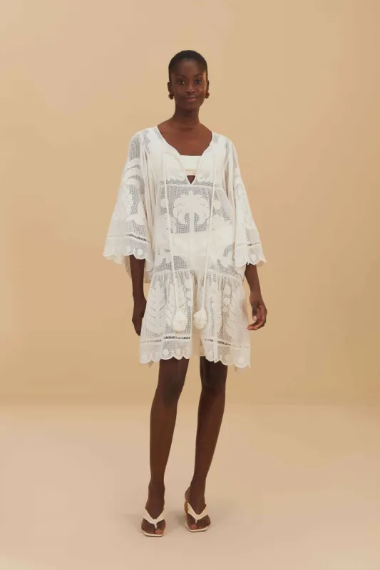 White Palm Tree Cutwork Mini Dress sold by FARM Rio