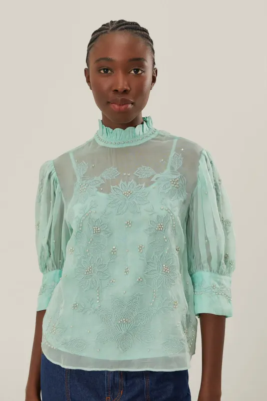 Blue Short Sleeve Blouse sold by FARM Rio