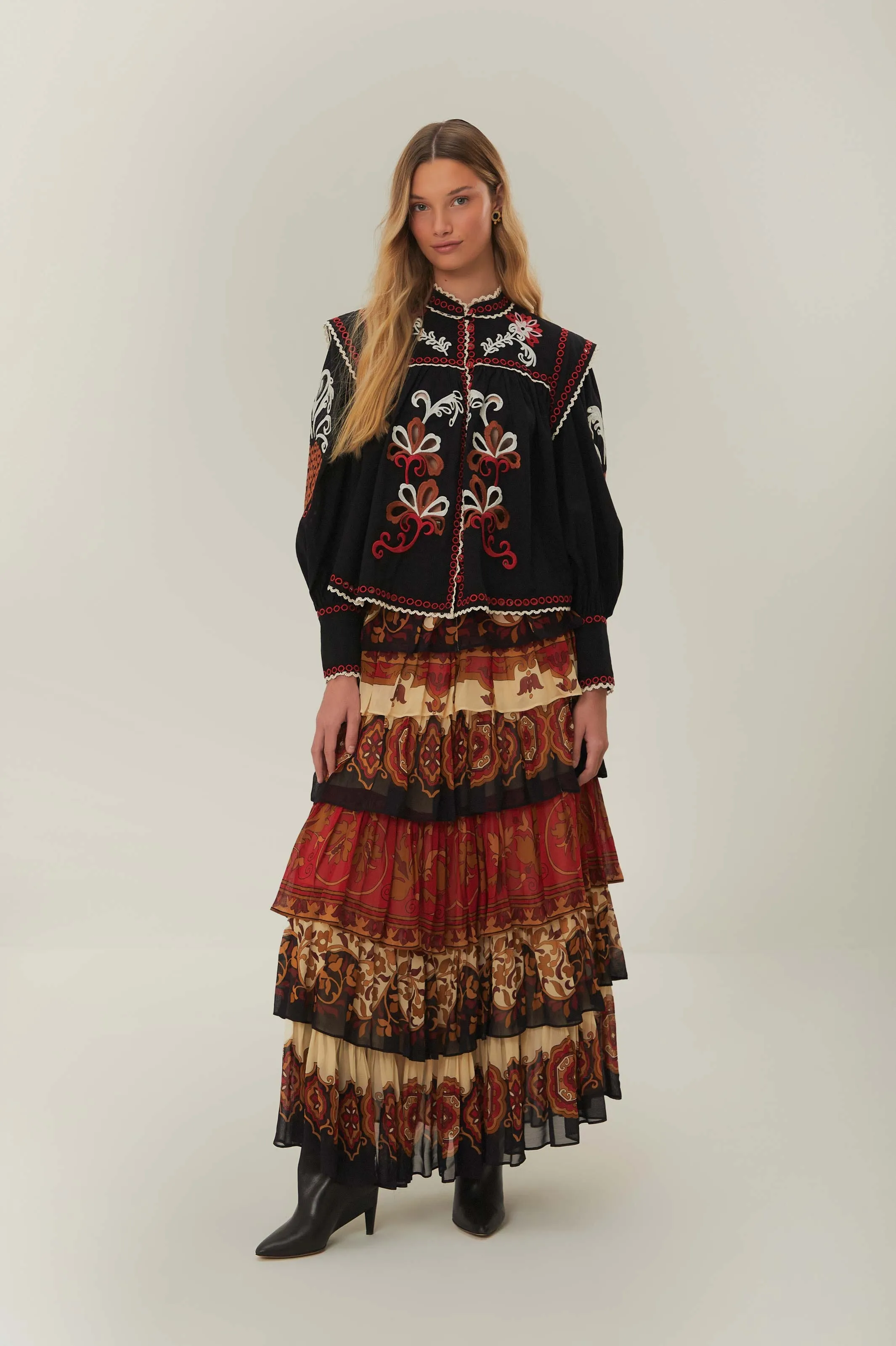 Black Cashew Mandala Richilieu Blouse sold by FARM Rio product image thumbnail 2