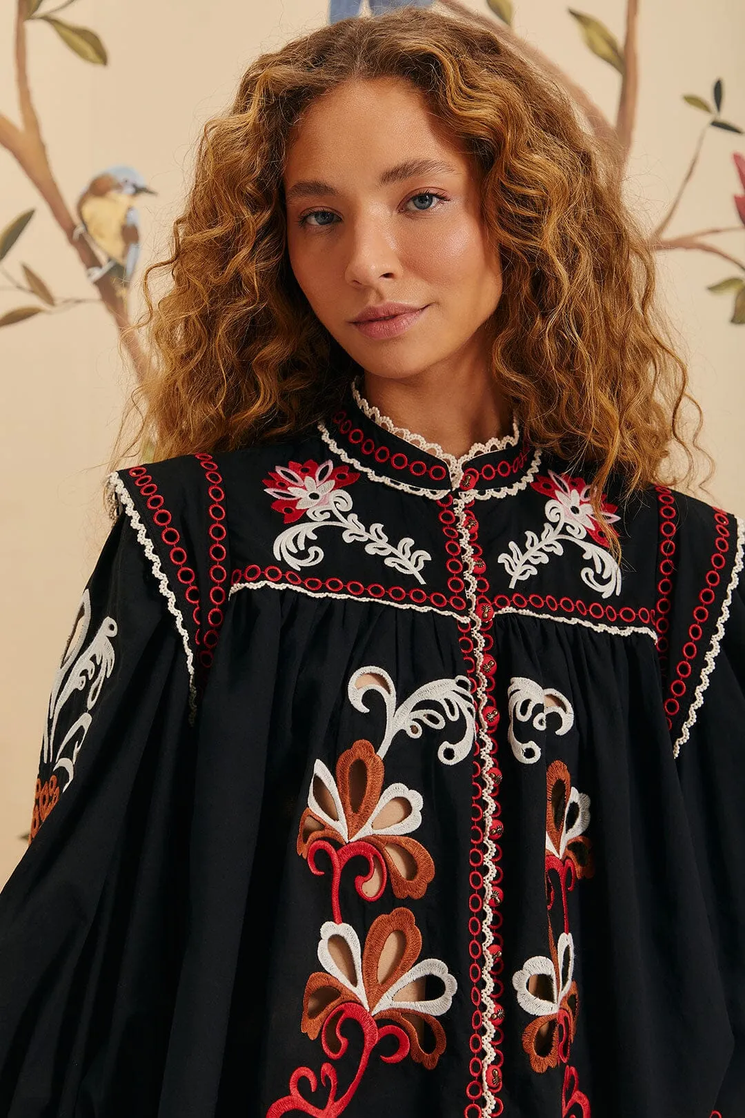 Black Cashew Mandala Richilieu Blouse sold by FARM Rio product image thumbnail 3