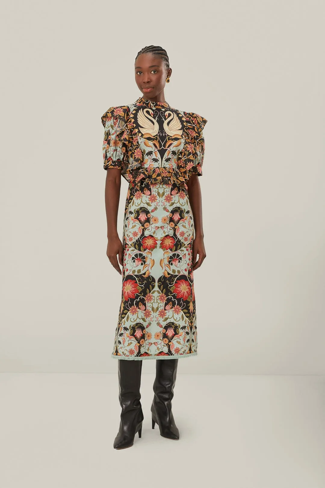 Blue Flowing Beauty Short Sleeve Midi Dress sold by FARM Rio