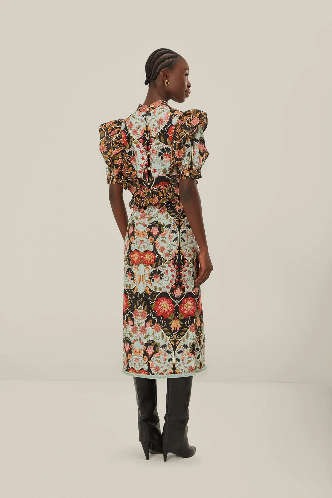 Blue Flowing Beauty Short Sleeve Midi Dress sold by FARM Rio product image thumbnail 4