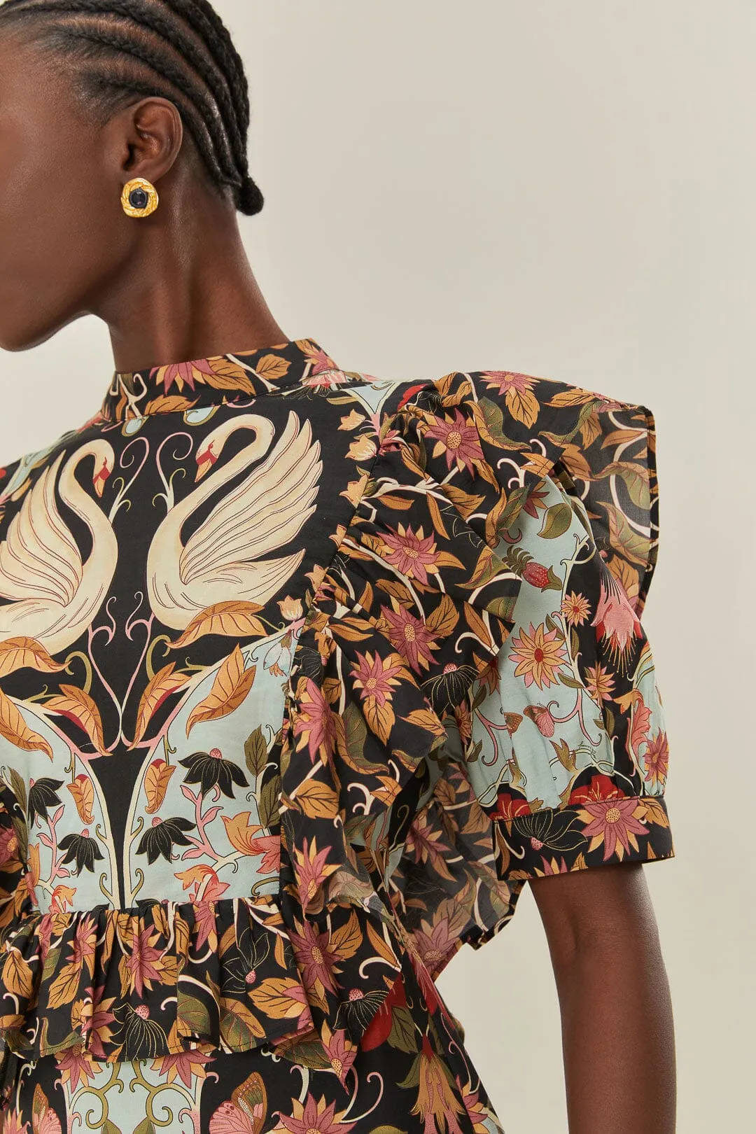 Blue Flowing Beauty Short Sleeve Midi Dress sold by FARM Rio product image thumbnail 3