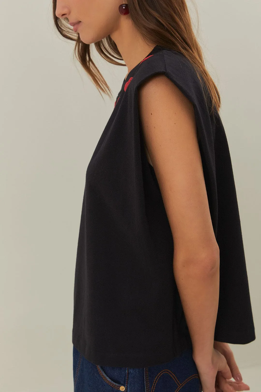 Black Beaded Hearts T-Shirt sold by FARM Rio product image thumbnail 2