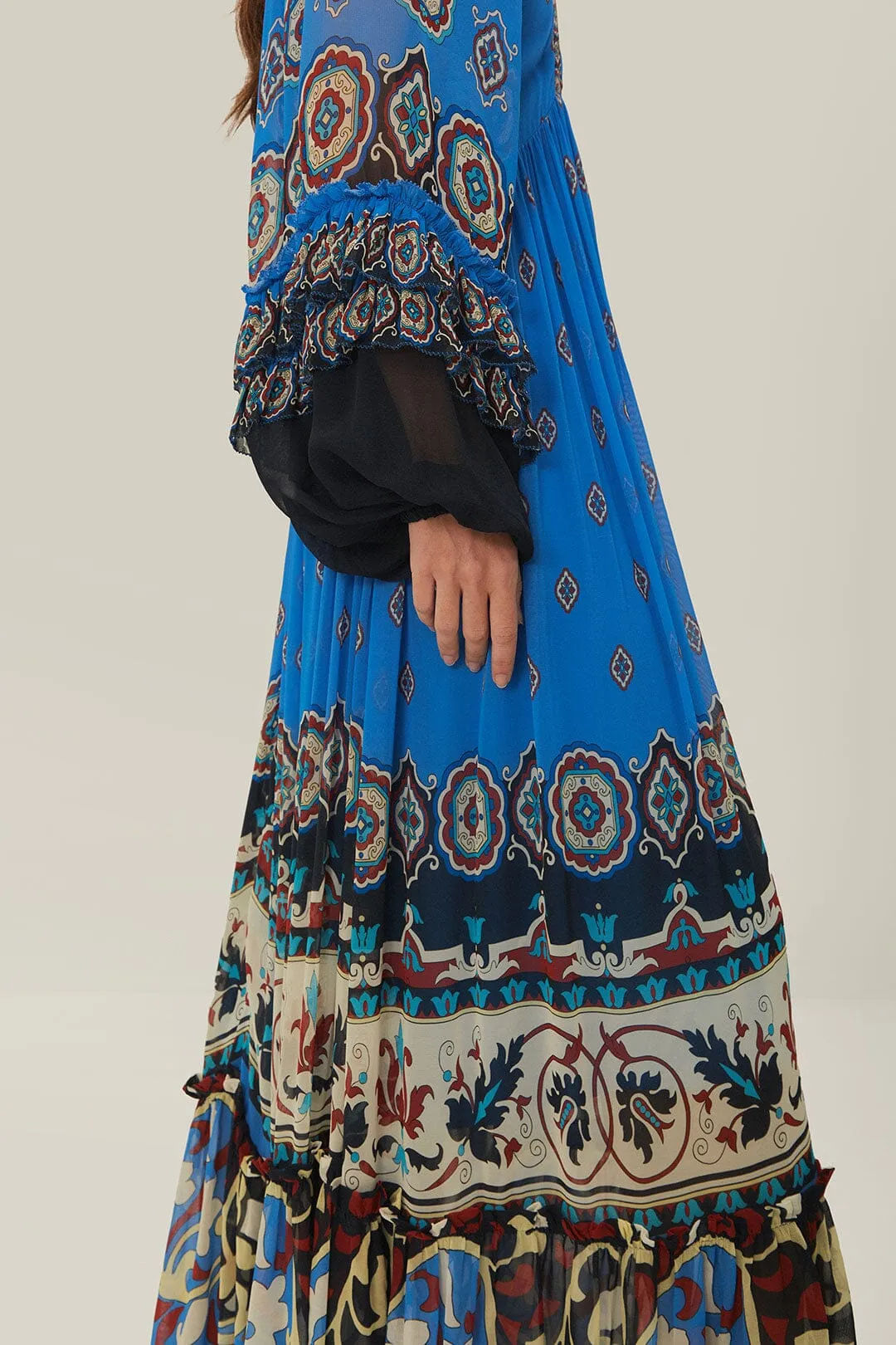 Blue Ainika Tiles Maxi Dress sold by FARM Rio product image thumbnail 4