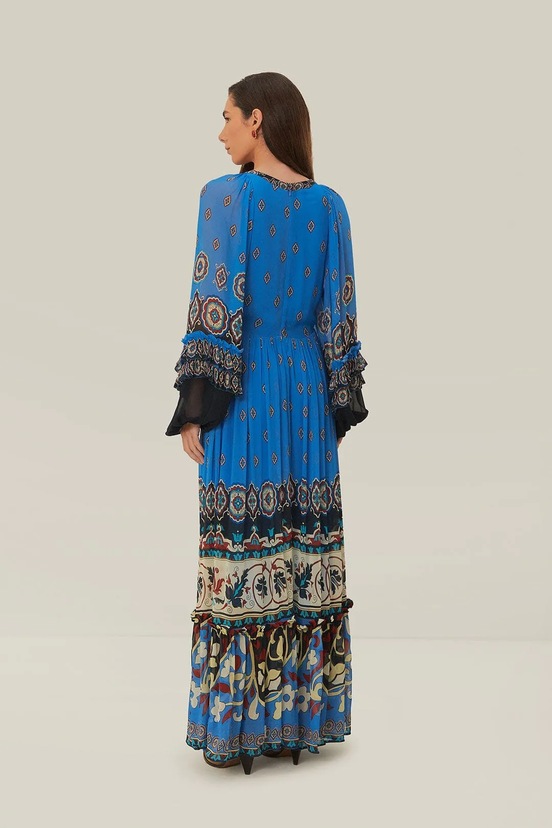 Blue Ainika Tiles Maxi Dress sold by FARM Rio product image thumbnail 5