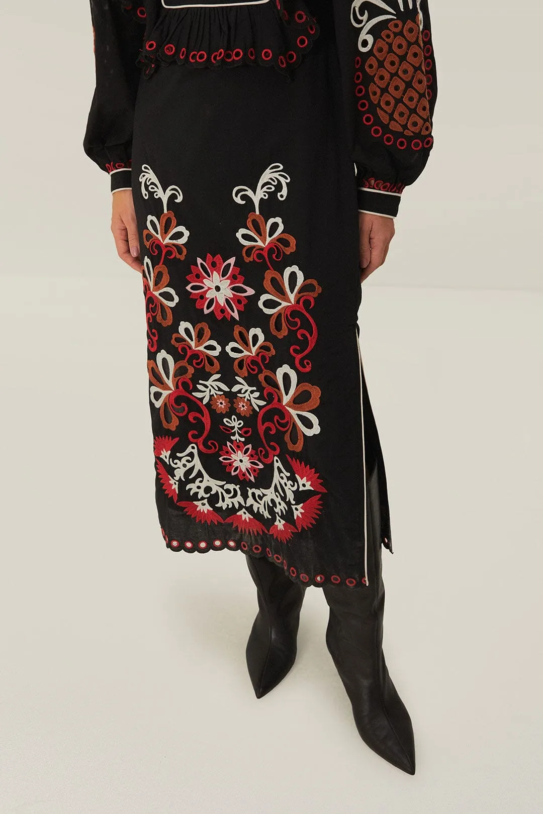 Cashew Mandala Richilieu Long Sleeve Maxi Dress sold by FARM Rio product image thumbnail 4