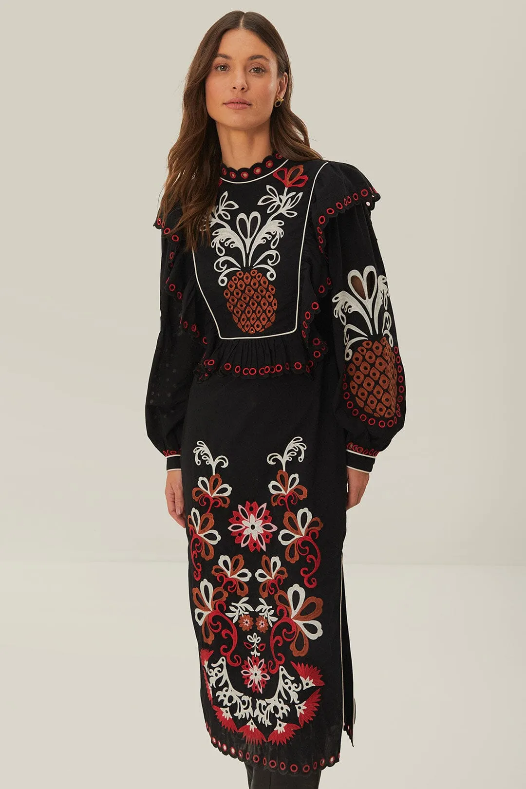 Cashew Mandala Richilieu Long Sleeve Maxi Dress sold by FARM Rio product image thumbnail 3