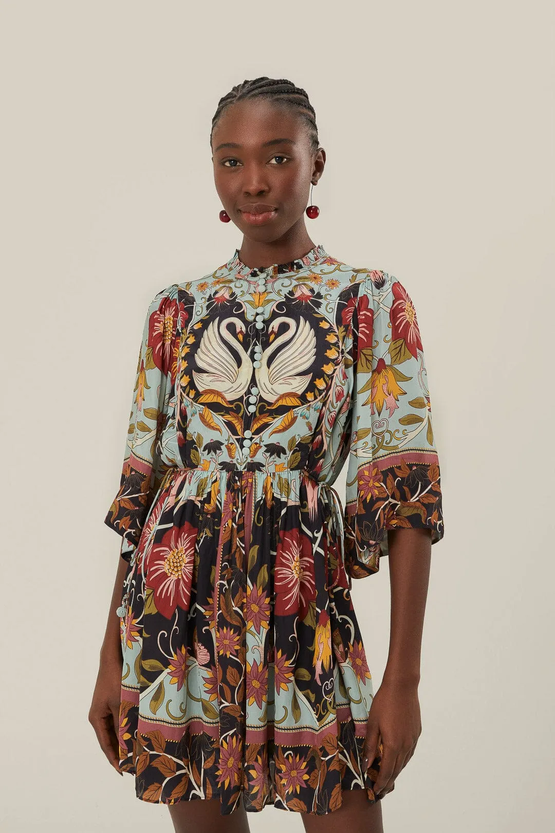 Blue Flowing Beauty Short Sleeve Mini Dress sold by FARM Rio product image thumbnail 2