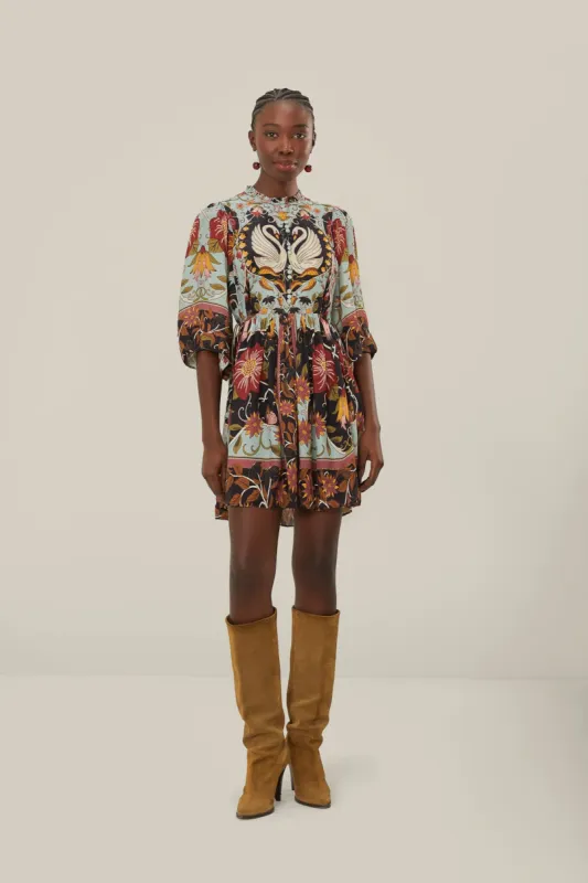 Blue Flowing Beauty Short Sleeve Mini Dress sold by FARM Rio