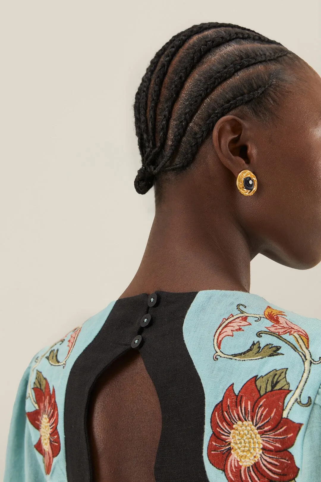 Blue Flowing Beauty Embroidered Long Sleeve Midi Dress sold by FARM Rio product image thumbnail 4