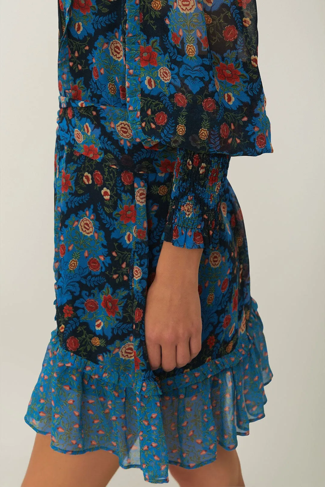 Blue Arabesque Floral High Neck Mini Dress sold by FARM Rio product image thumbnail 4