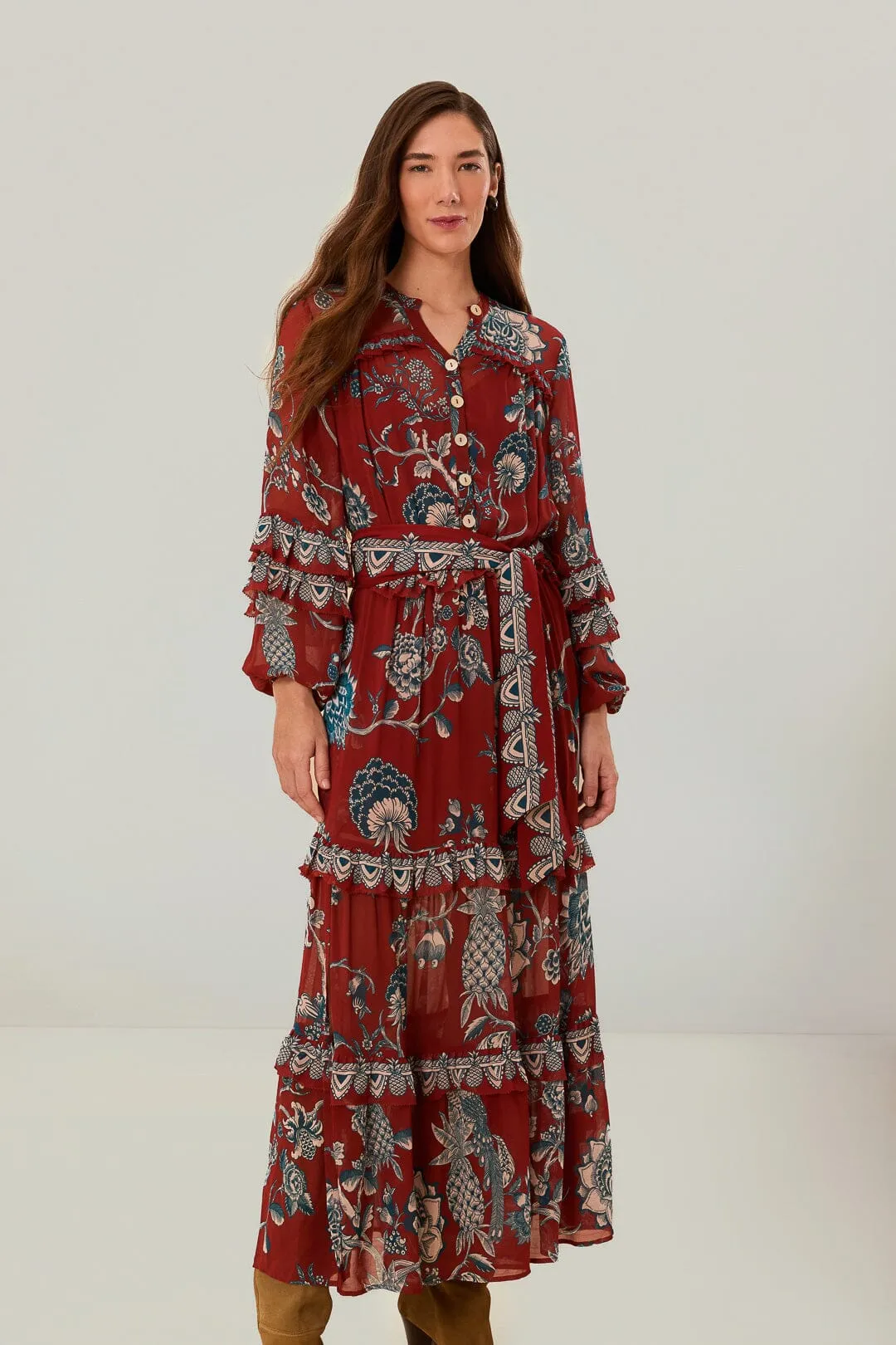 Red Tropical Landing Maxi Dress sold by FARM Rio product image thumbnail 2