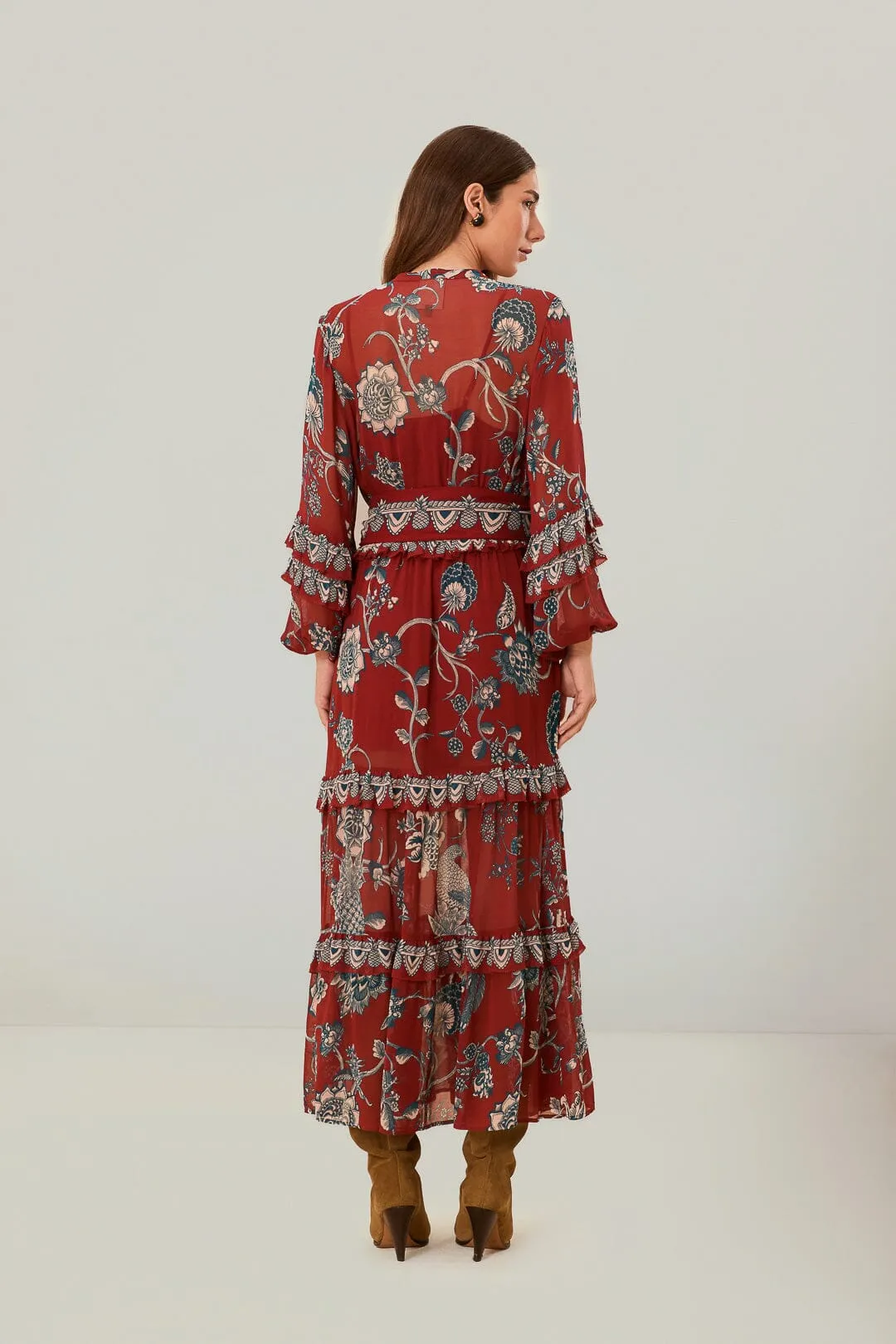 Red Tropical Landing Maxi Dress sold by FARM Rio product image thumbnail 4