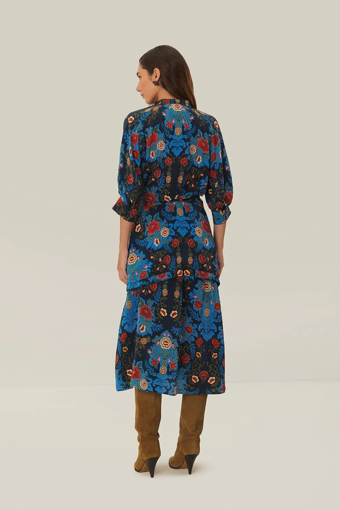 Blue Arabesque Floral Midi Dress sold by FARM Rio product image thumbnail 5