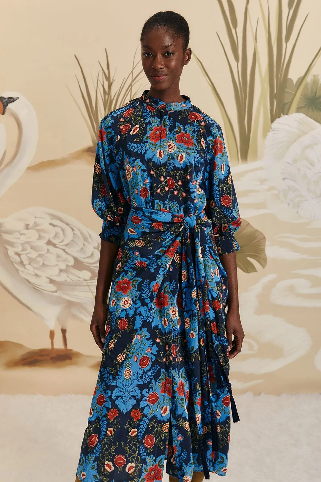 Blue Arabesque Floral Midi Dress sold by FARM Rio product image thumbnail 2