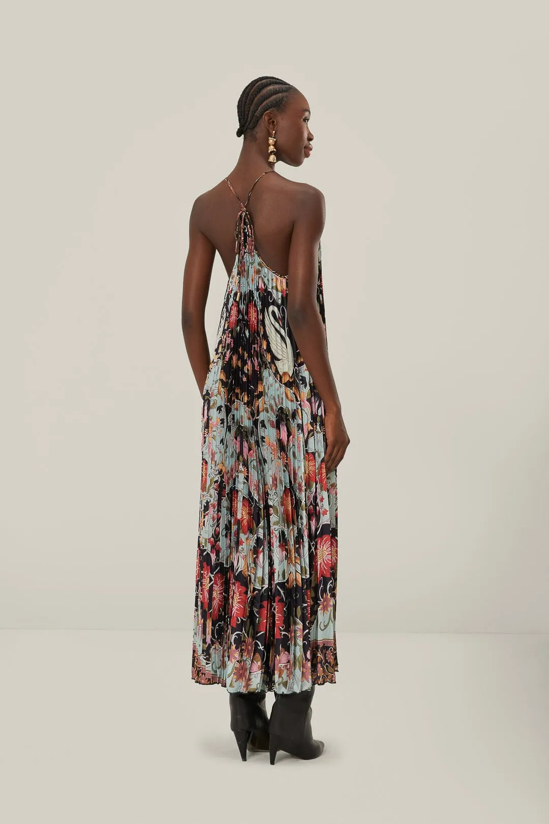 Blue Flowing Beauty Pleated Sleeveless Midi Dress sold by FARM Rio product image thumbnail 2