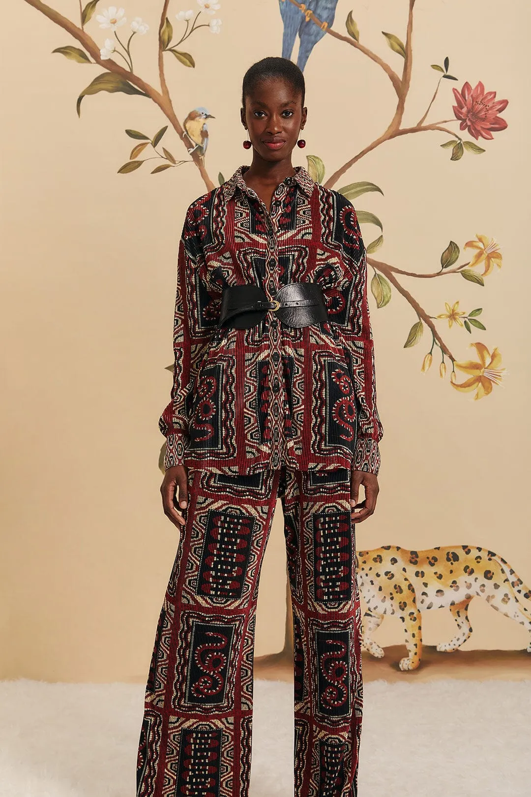 Black Snake Scarves Pleated Pants sold by FARM Rio product image thumbnail 3