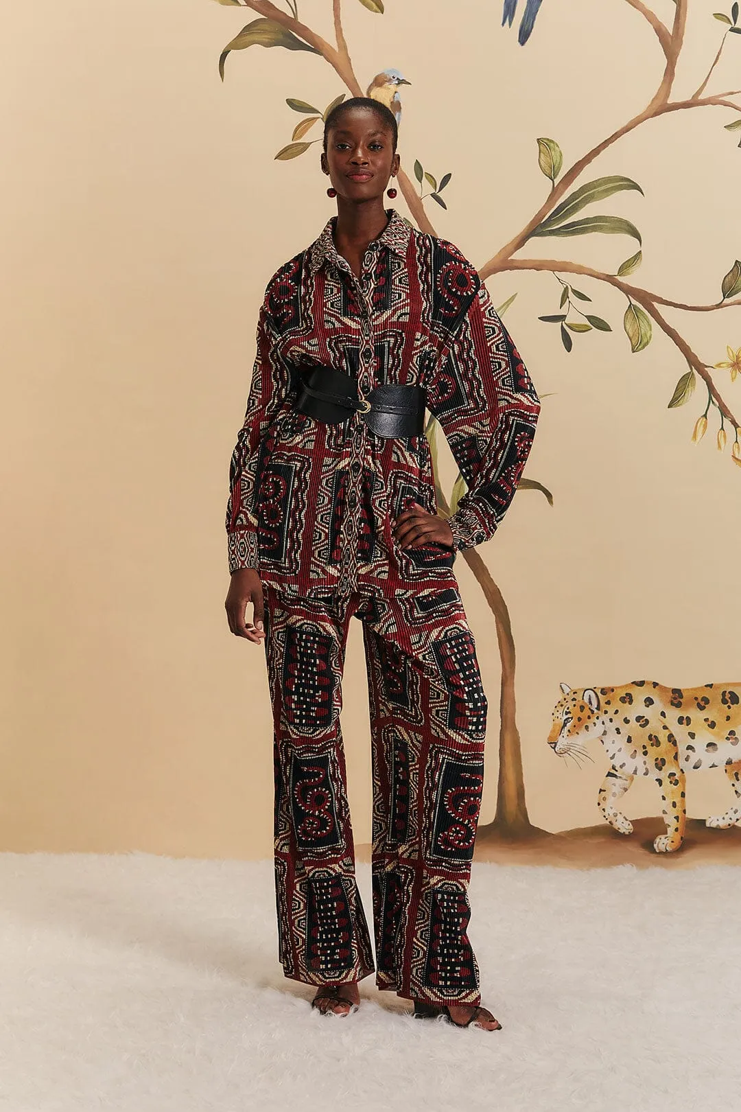 Black Snake Scarves Pleated Pants sold by FARM Rio