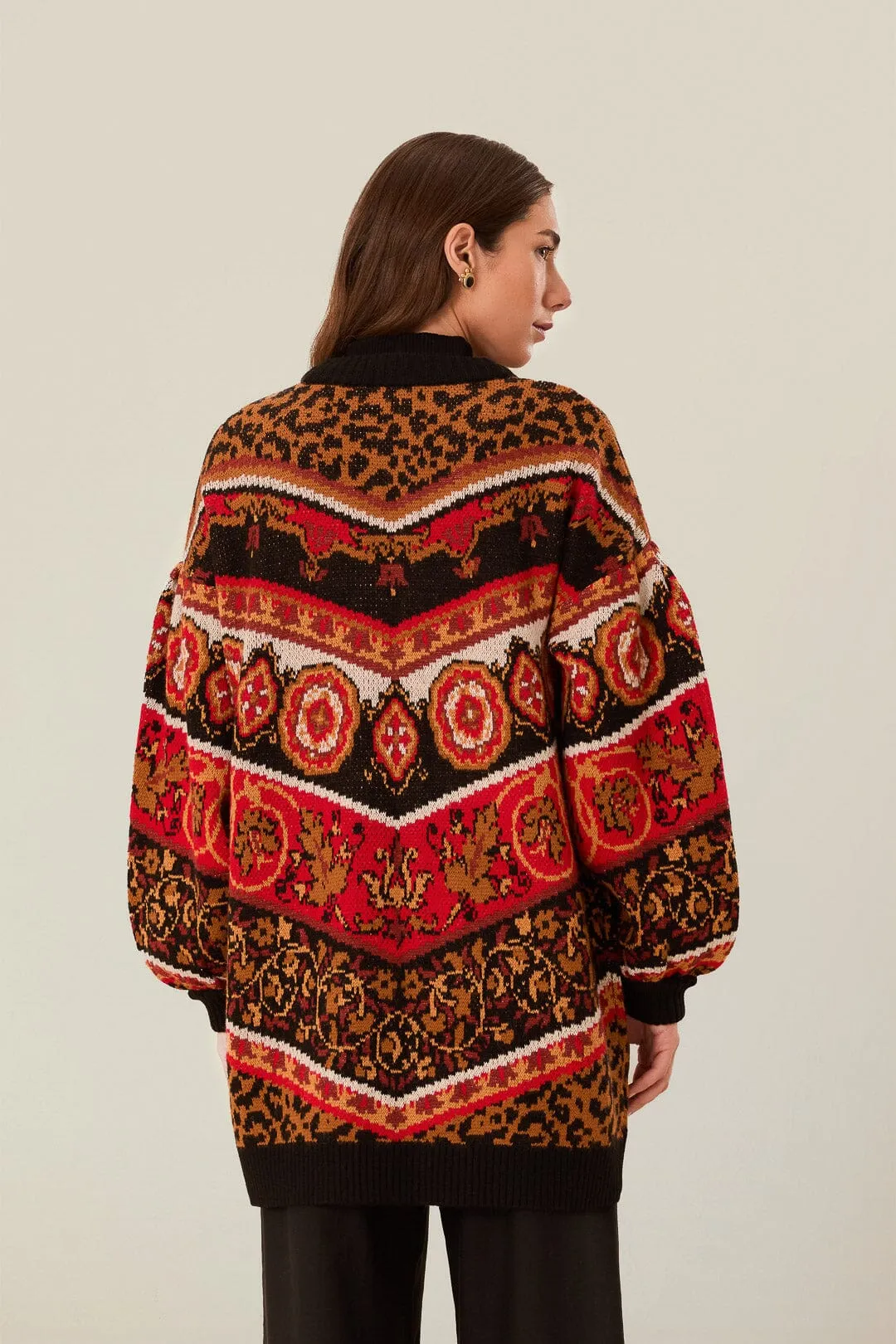 Cream Ainika Tiles Knit Cardigan sold by FARM Rio product image thumbnail 3