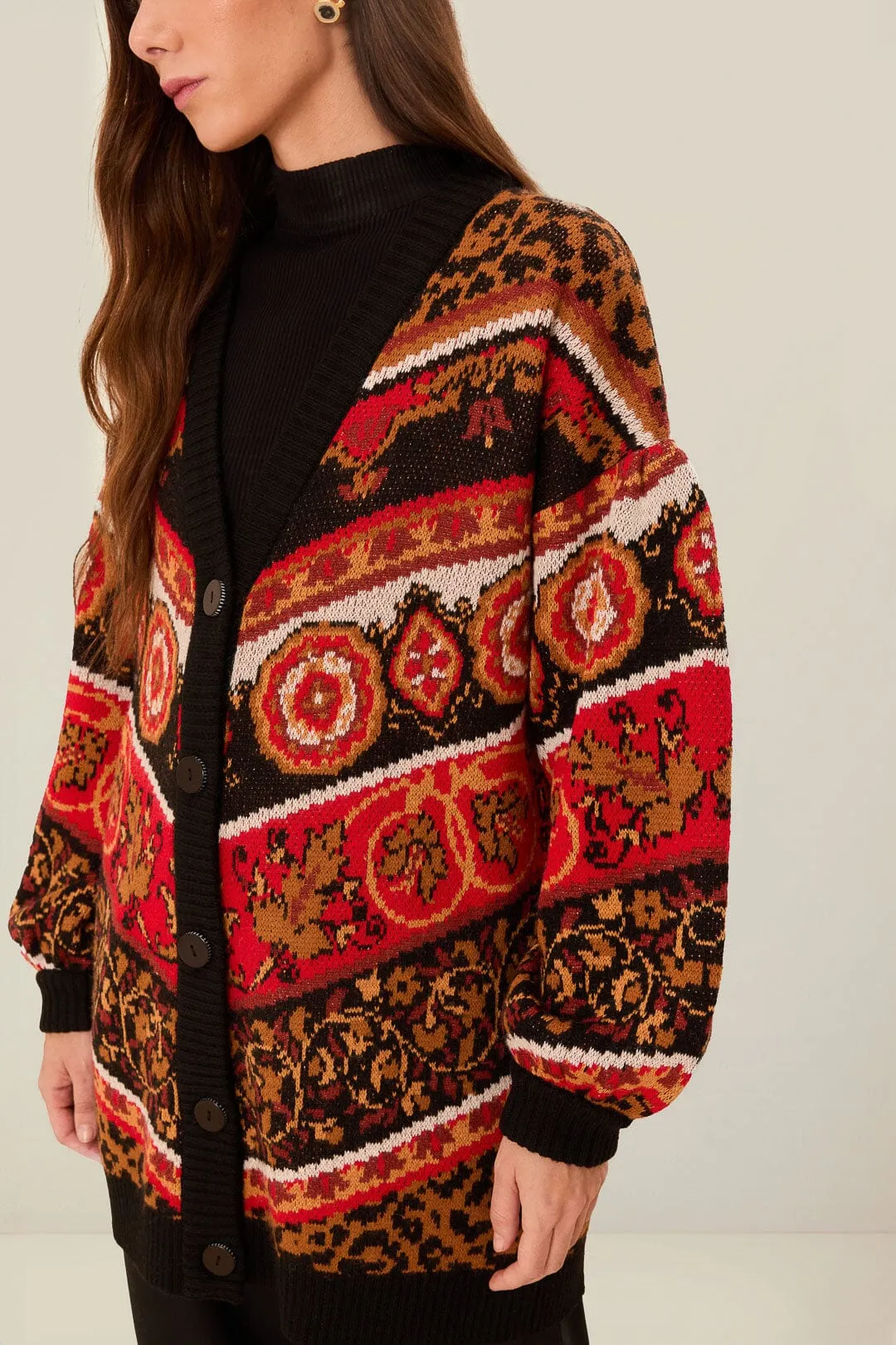 Cream Ainika Tiles Knit Cardigan sold by FARM Rio product image thumbnail 2