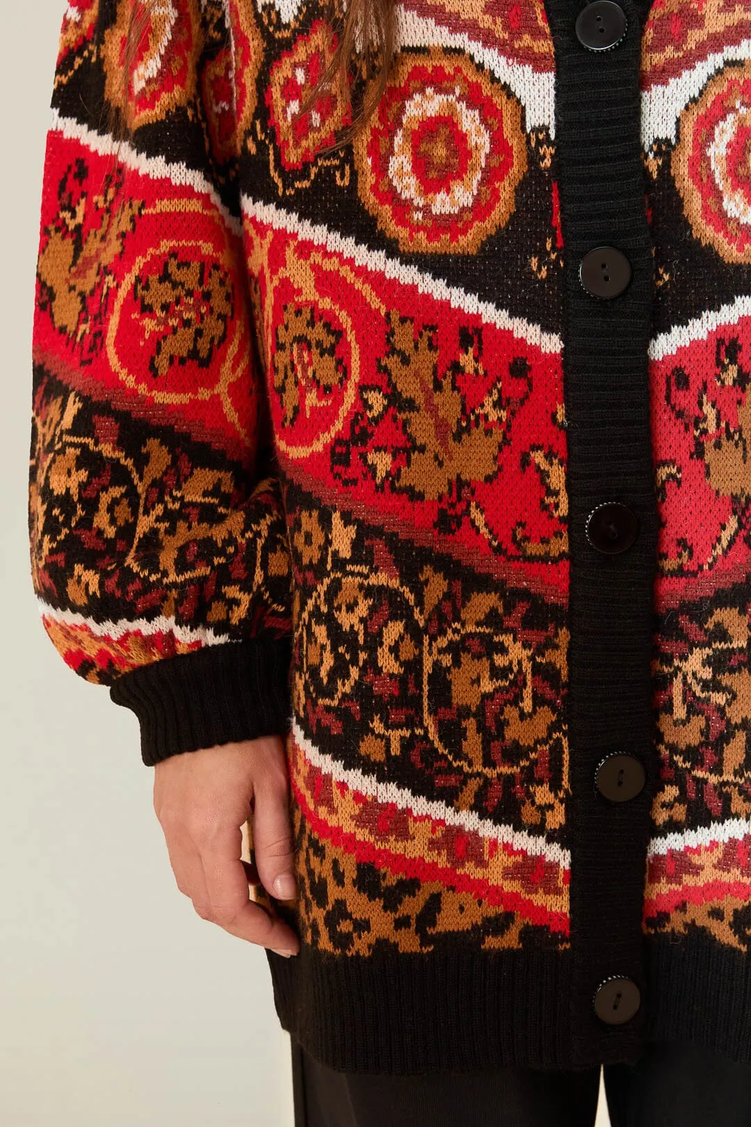 Cream Ainika Tiles Knit Cardigan sold by FARM Rio product image thumbnail 4