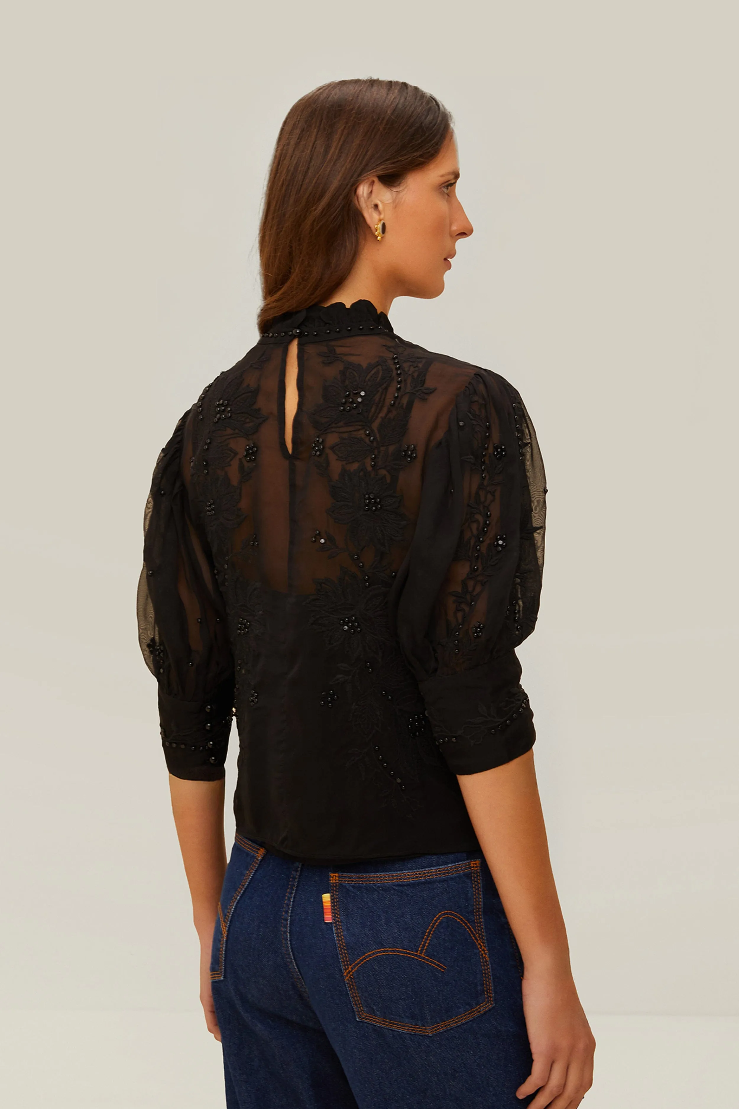 Black Short Sleeve Blouse sold by FARM Rio product image thumbnail 3
