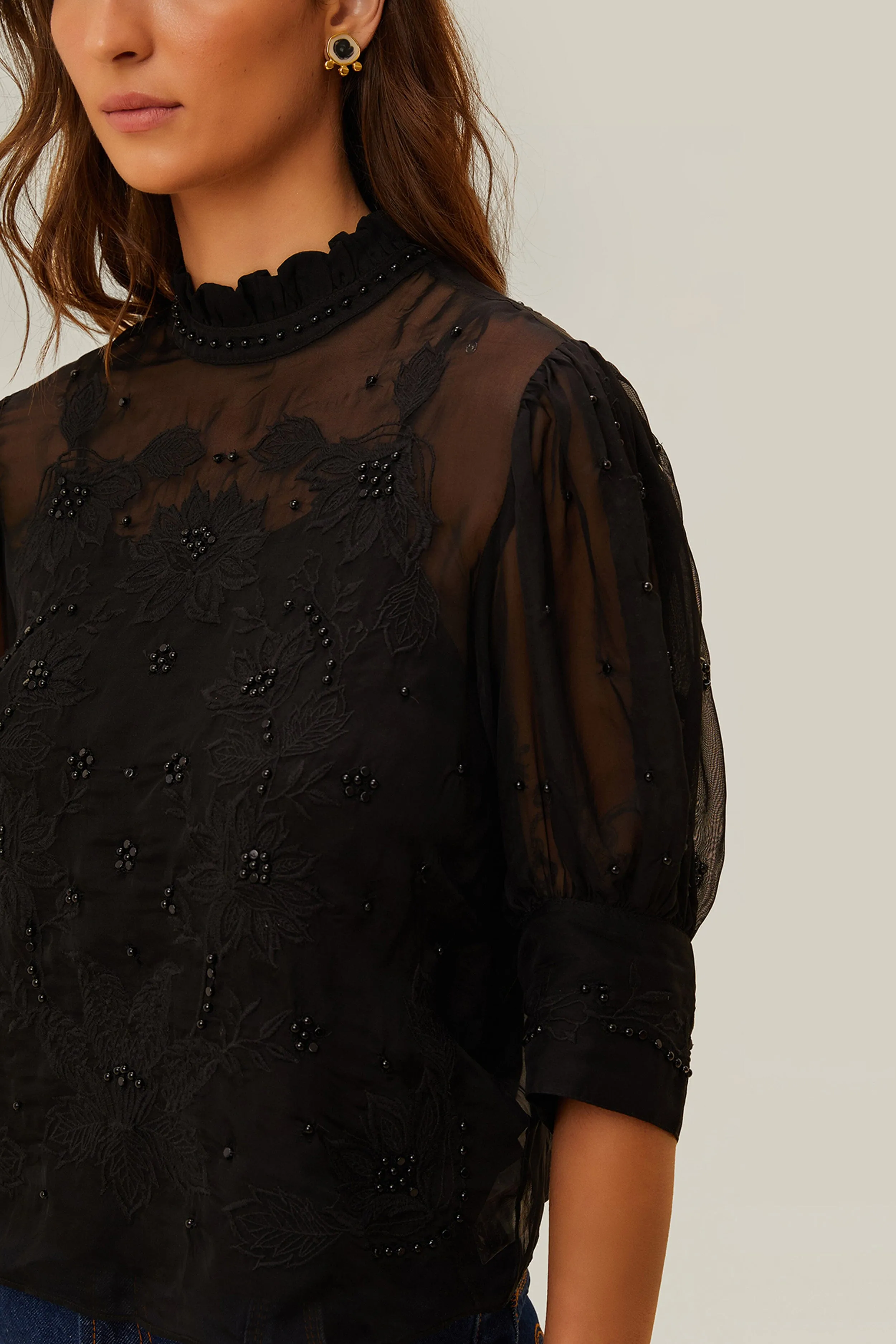 Black Short Sleeve Blouse sold by FARM Rio product image thumbnail 2