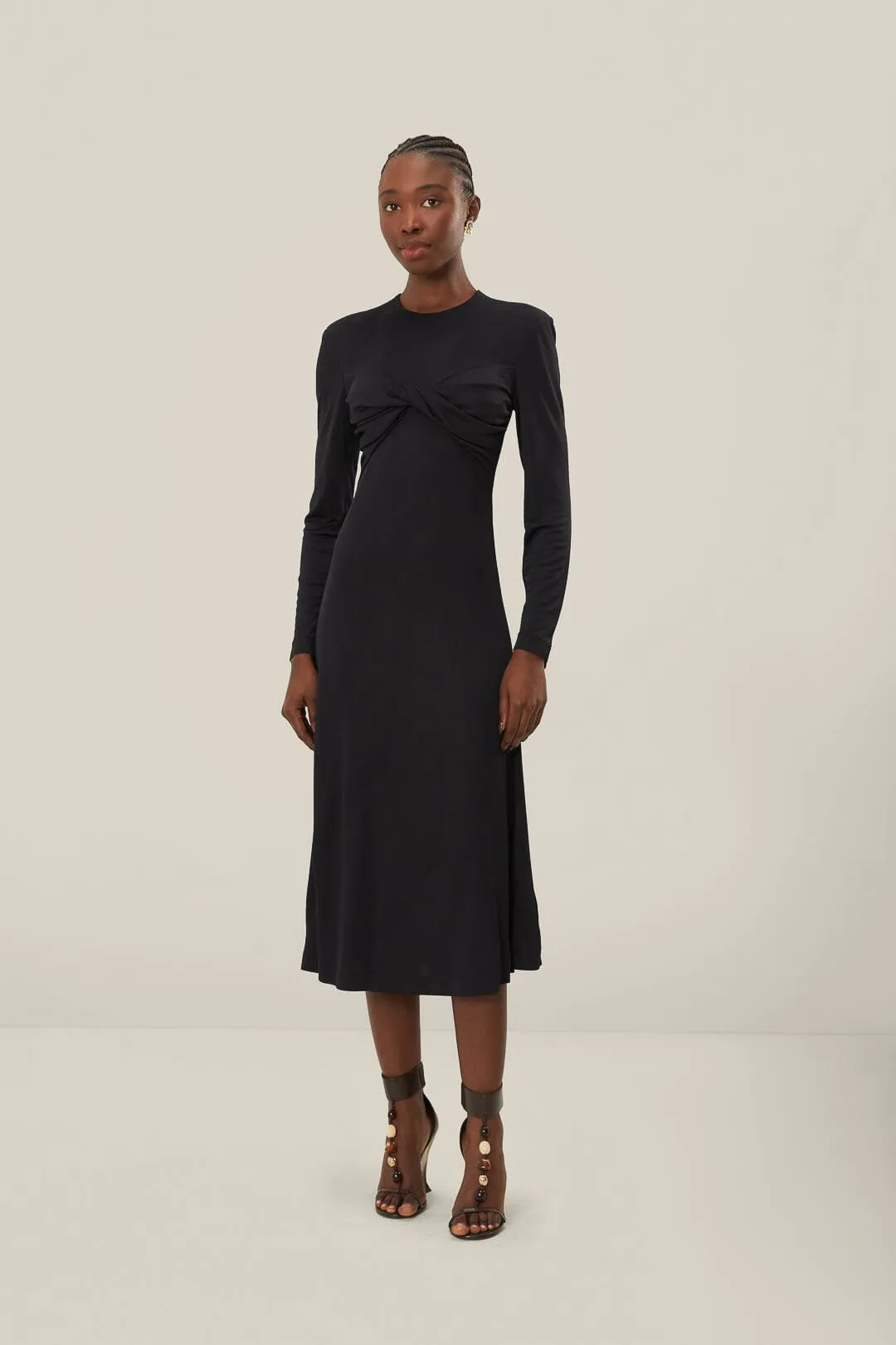Black Twisted Cup Midi Dress sold by FARM Rio