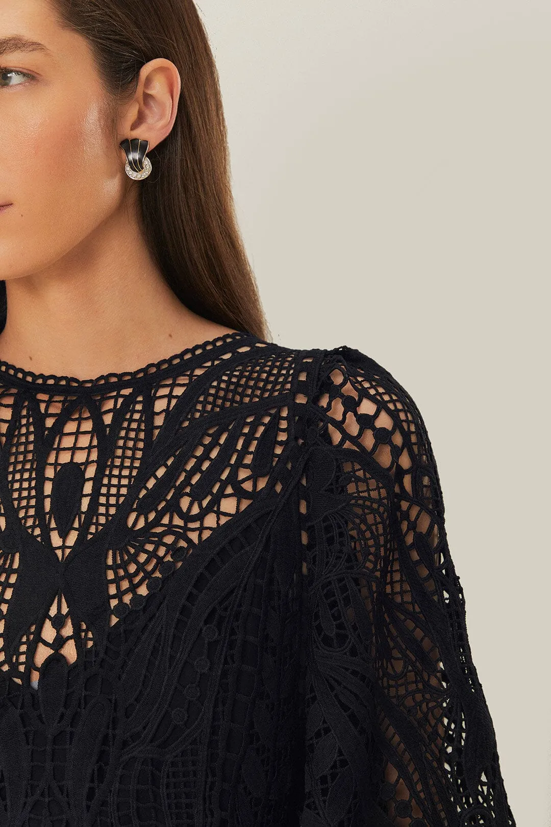 Black Nature Guipure Midi Dress sold by FARM Rio product image thumbnail 4