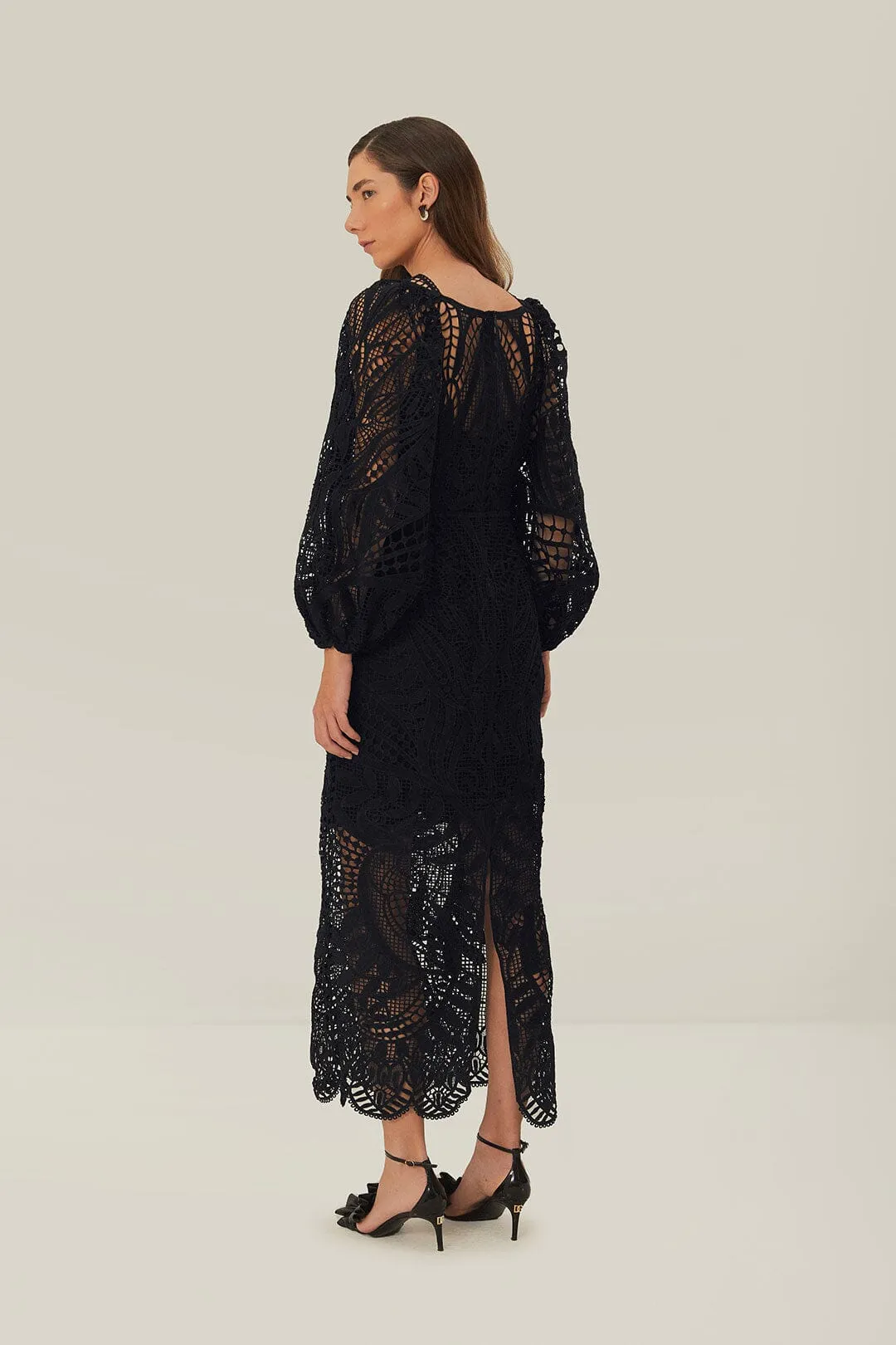 Black Nature Guipure Midi Dress sold by FARM Rio product image thumbnail 5