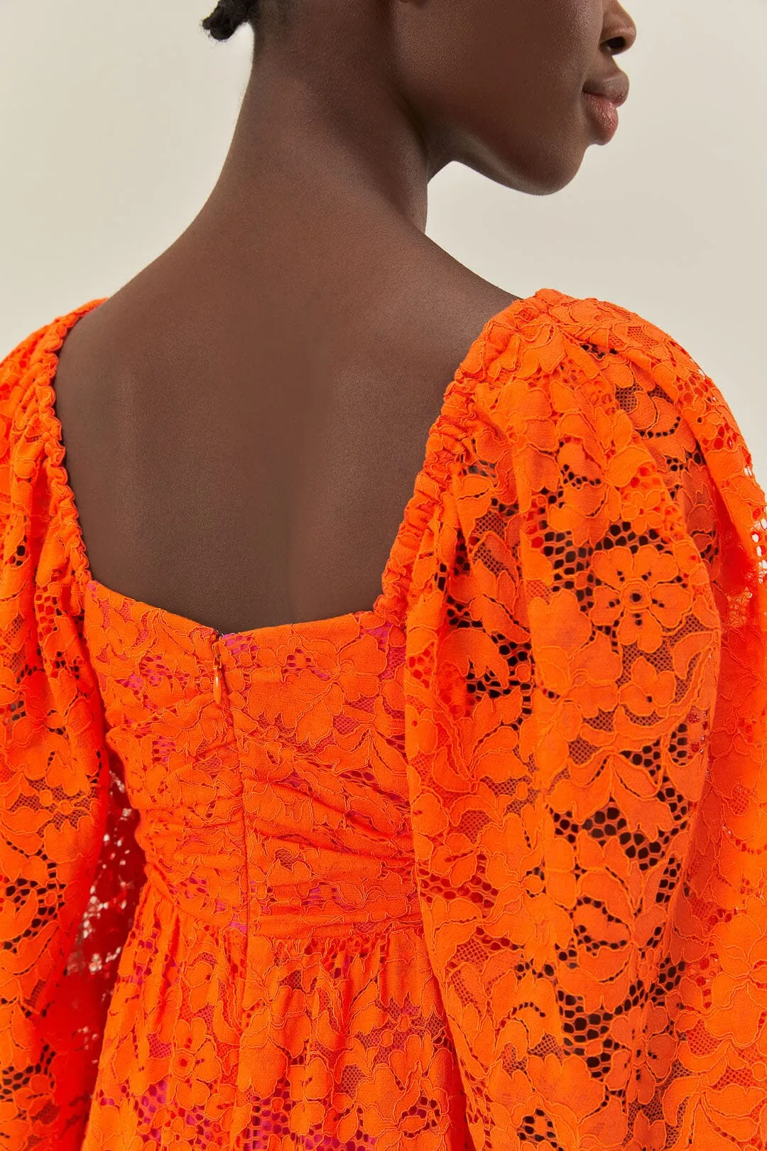 Orange Lace Long Sleeve Midi Dress sold by FARM Rio product image thumbnail 5