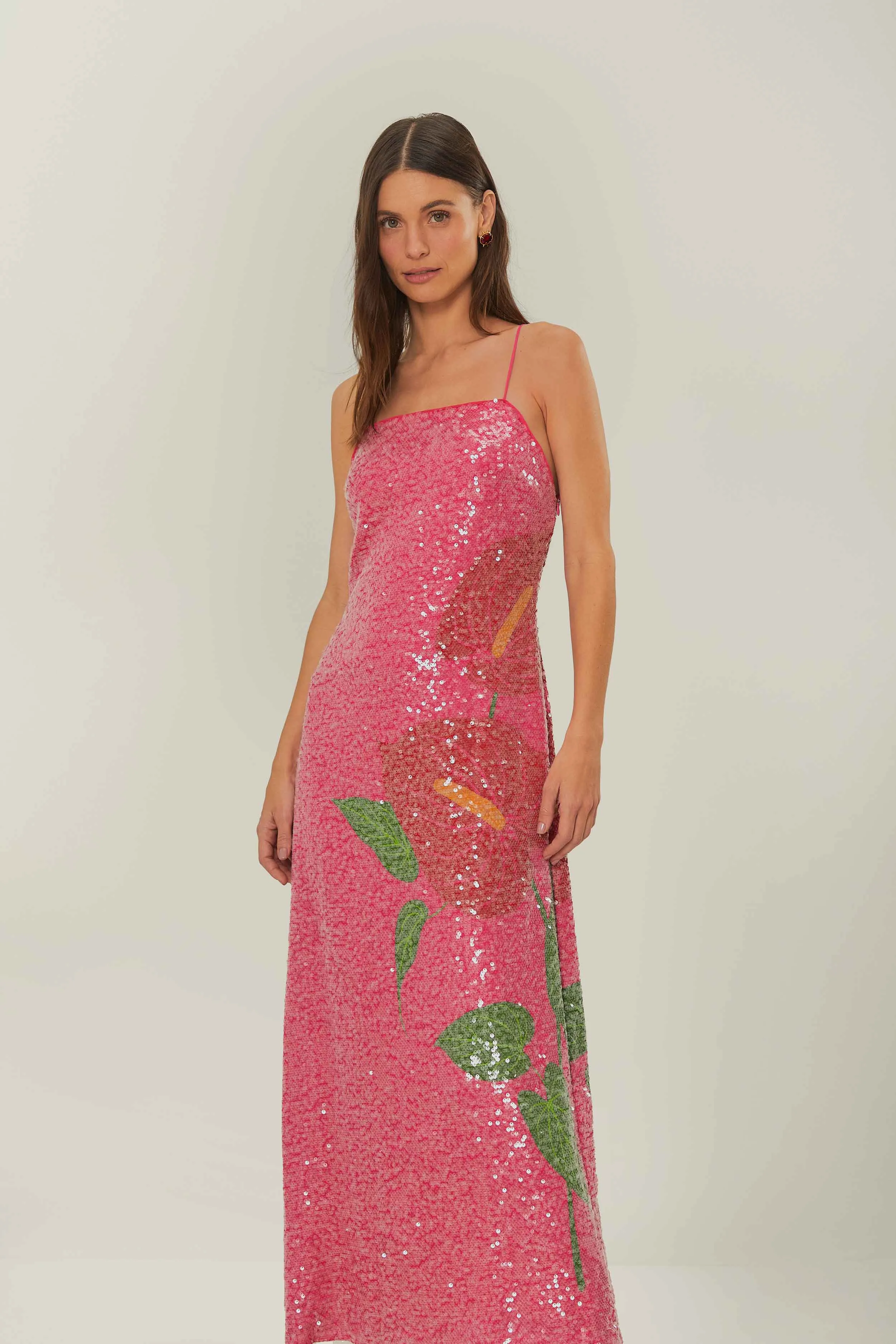 Pink Anthurium Flowers Slip Maxi Dress sold by FARM Rio product image thumbnail 2