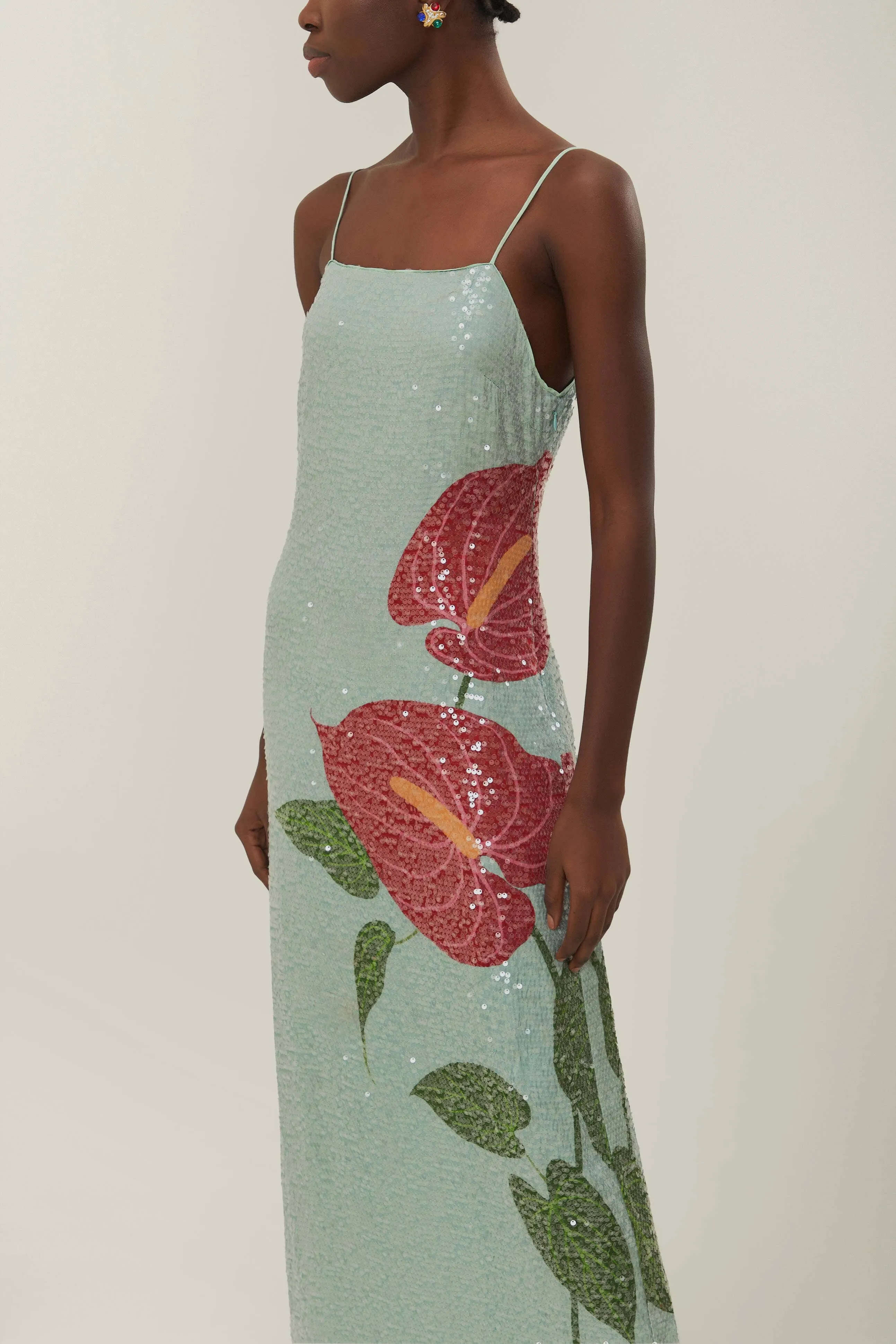 Blue Anthurium Flowers Slip Maxi Dress sold by FARM Rio product image thumbnail 2