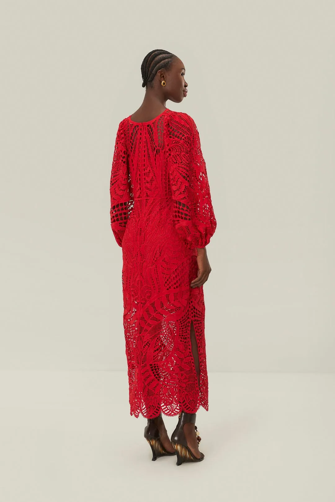 Red Nature Guipure Midi Dress sold by FARM Rio product image thumbnail 3