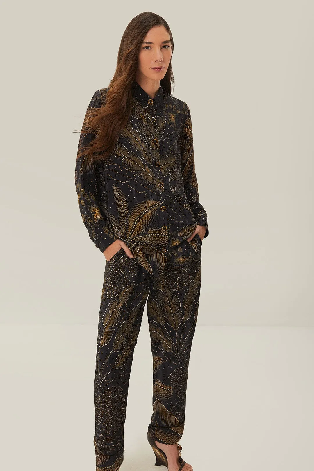 Black Golden Foliage Pajama Pants sold by FARM Rio product image thumbnail 3