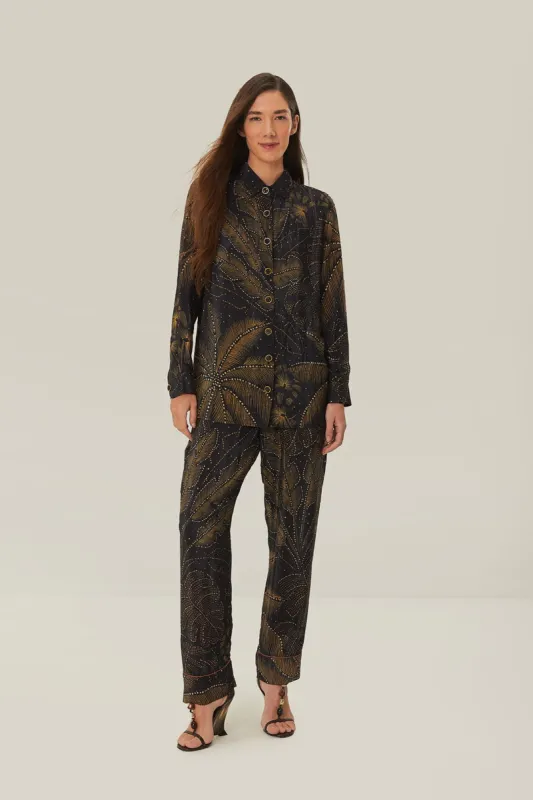 Black Golden Foliage Pajama Shirt sold by FARM Rio