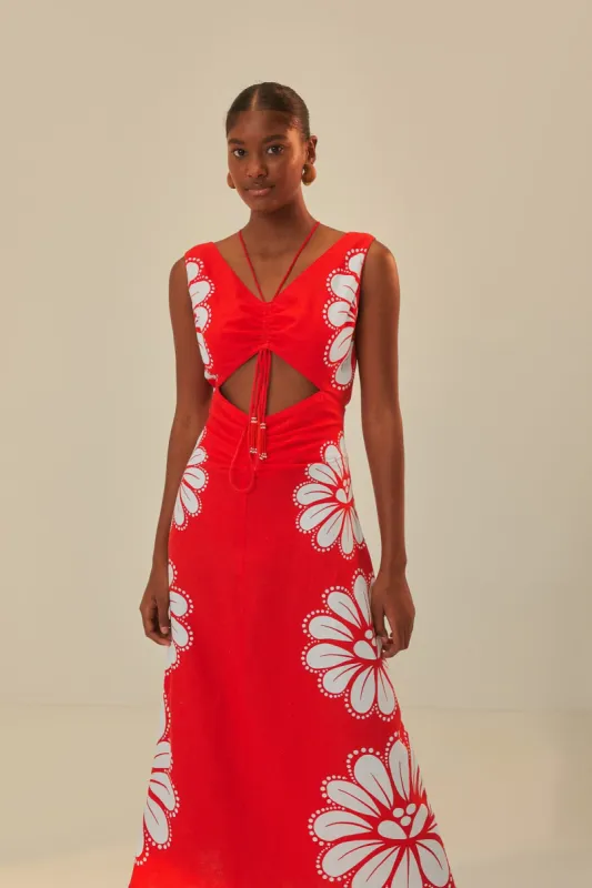 Red Ainika Shell LENZING™ ECOVERO™ Euroflax™ Midi Dress sold by FARM Rio
