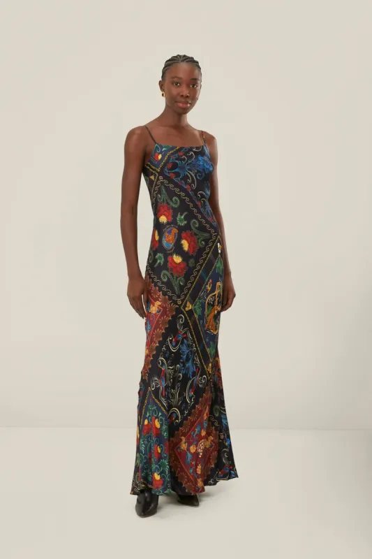 Black Mixed Arabesque Scarves Sleeveless LENZING™ ECOVERO™ Maxi Dress sold by FARM Rio