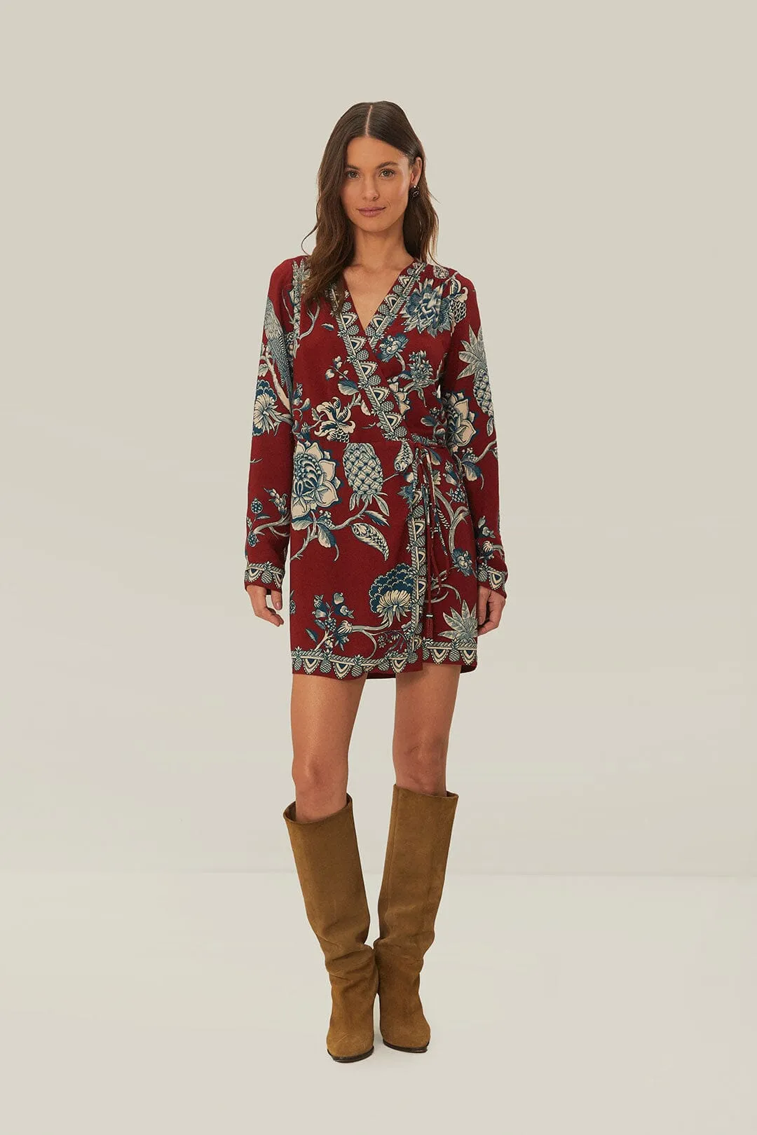 Red Tropical Landing Wrap Mini Dress sold by FARM Rio product image thumbnail 2