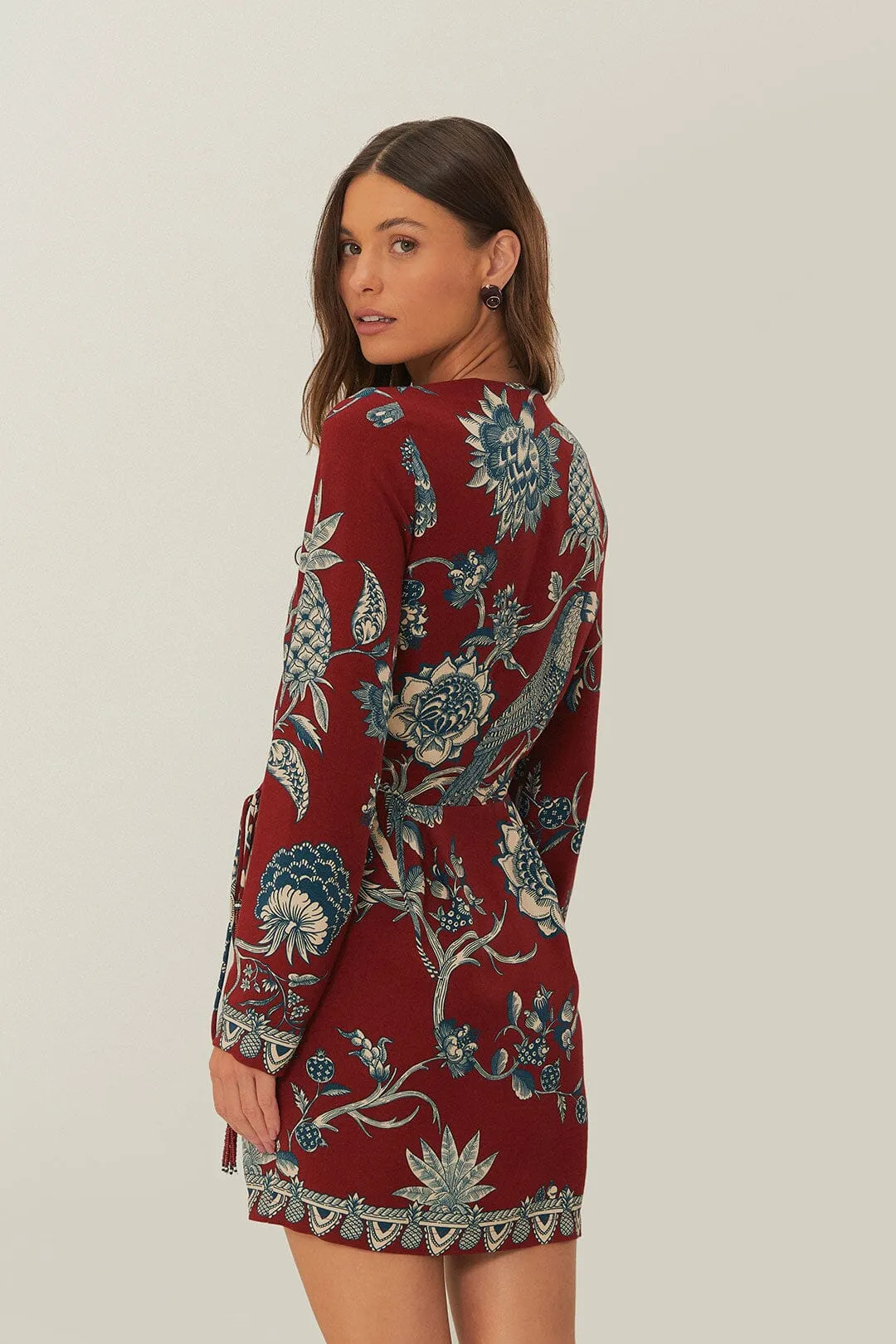 Red Tropical Landing Wrap Mini Dress sold by FARM Rio product image thumbnail 4