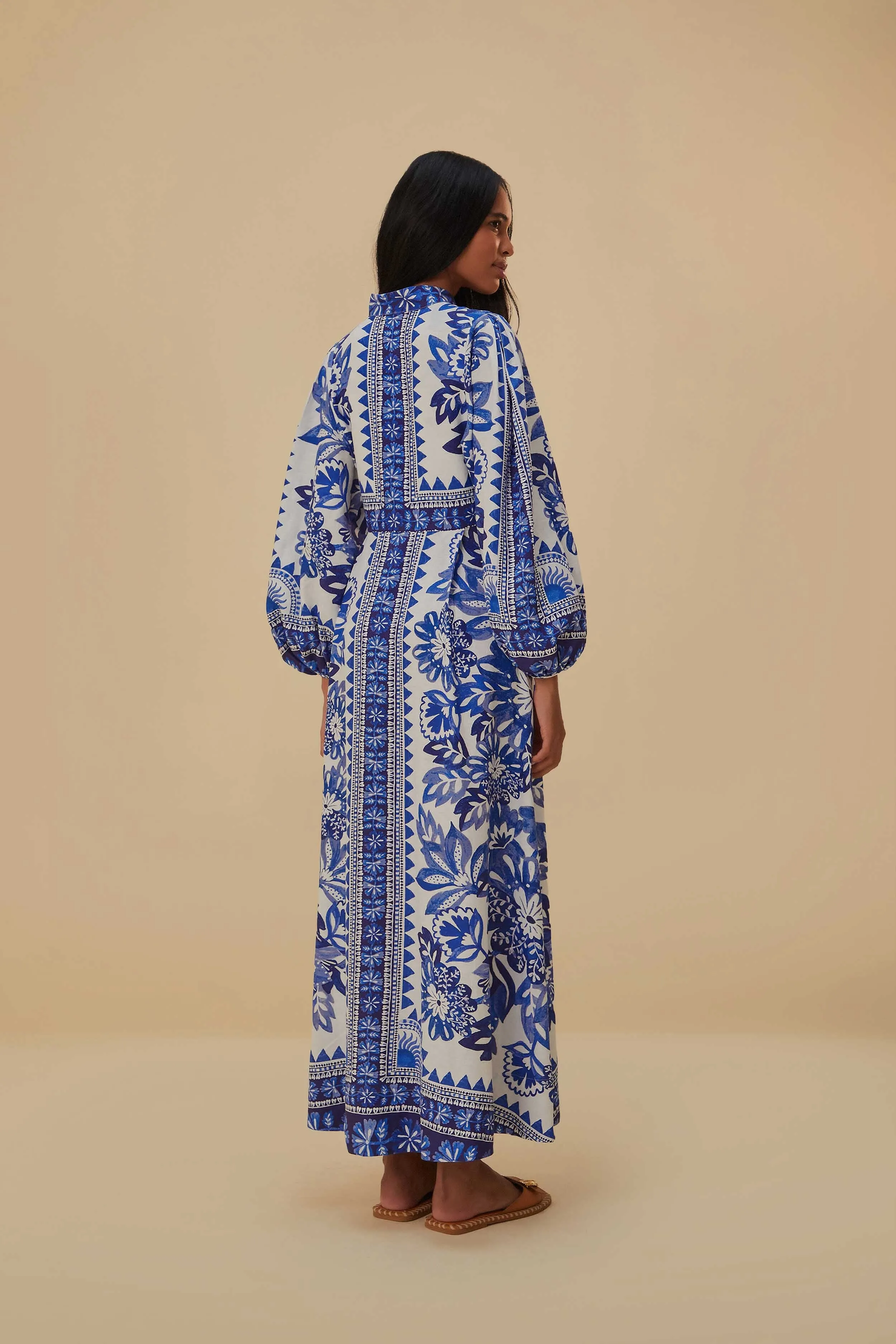 Off-White Flora Tapestry Lenzing™ Ecovero™ Euroflax™ Maxi Dress sold by FARM Rio product image thumbnail 4