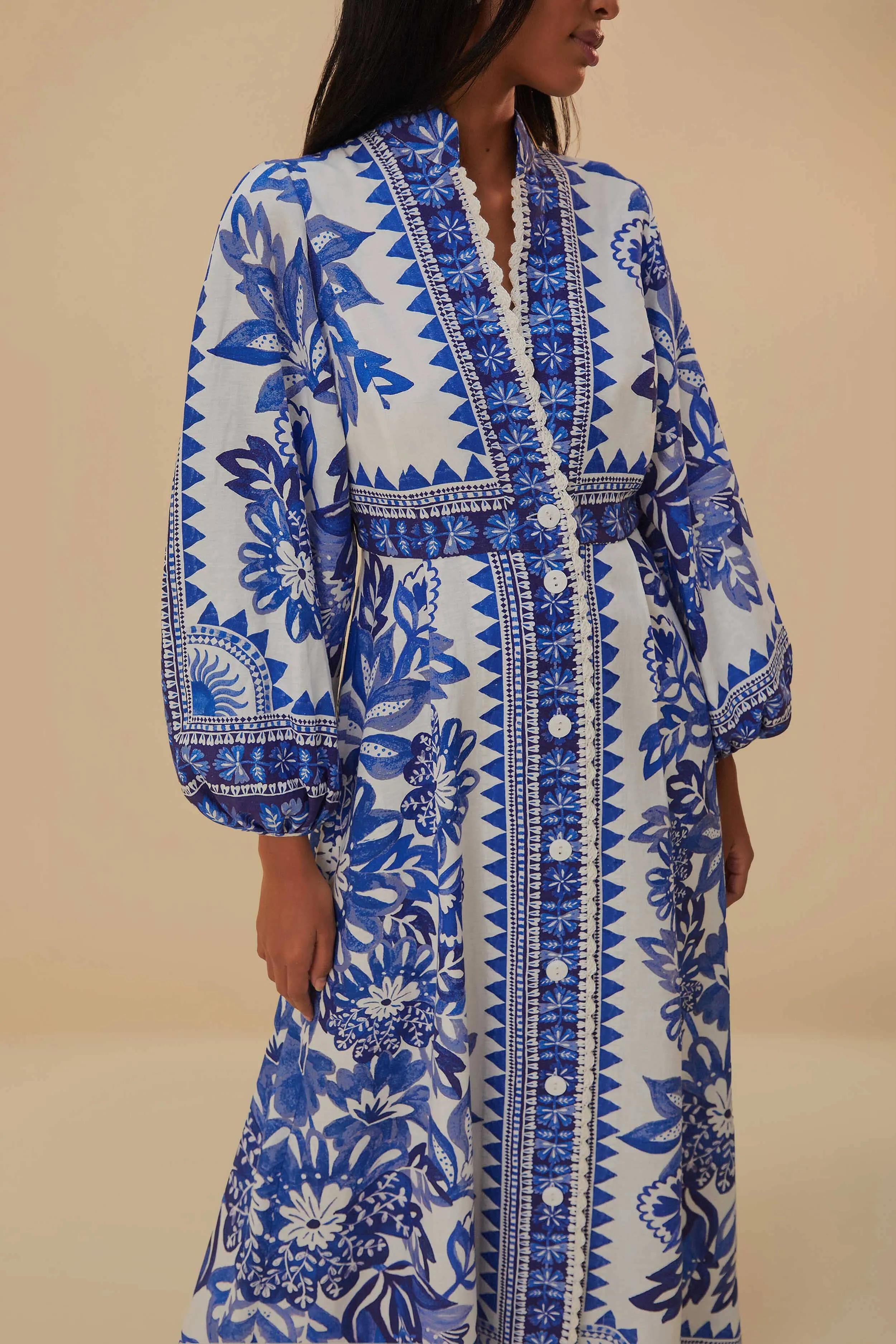 Off-White Flora Tapestry Lenzing™ Ecovero™ Euroflax™ Maxi Dress sold by FARM Rio product image thumbnail 5