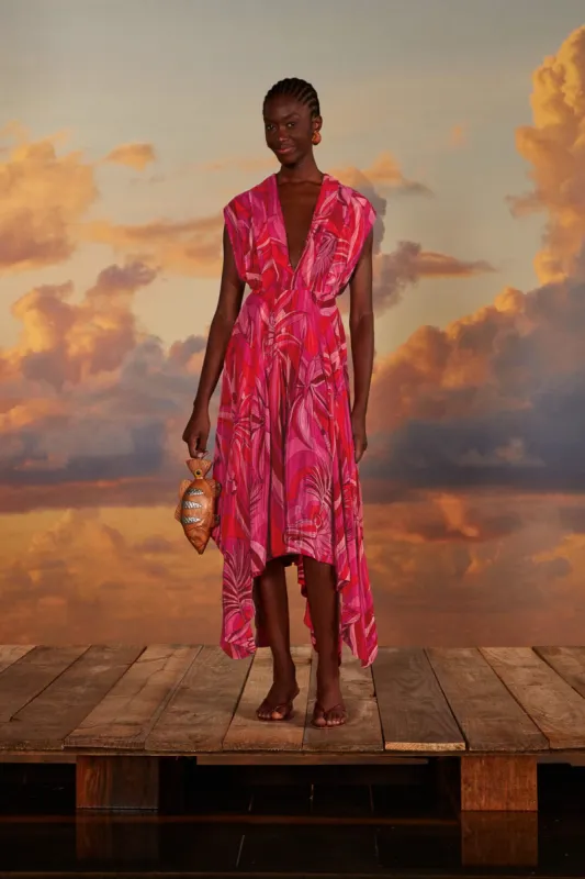 Red Endless Summer V Neck Midi Dress sold by FARM Rio