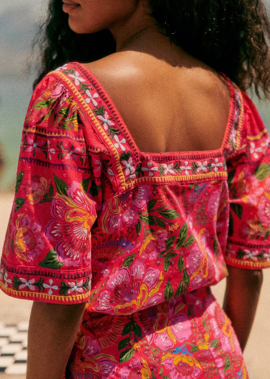 Macaw Flowers Red Candice Blouse sold by FARM Rio product image thumbnail 4