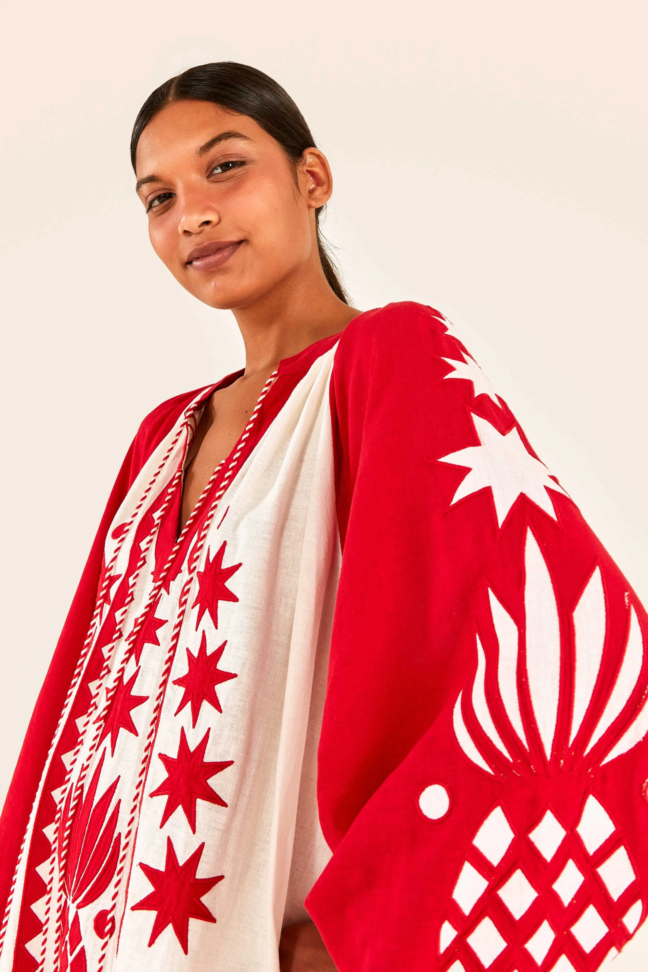 Red Tropical Cutwork Mini Dress sold by FARM Rio product image thumbnail 3