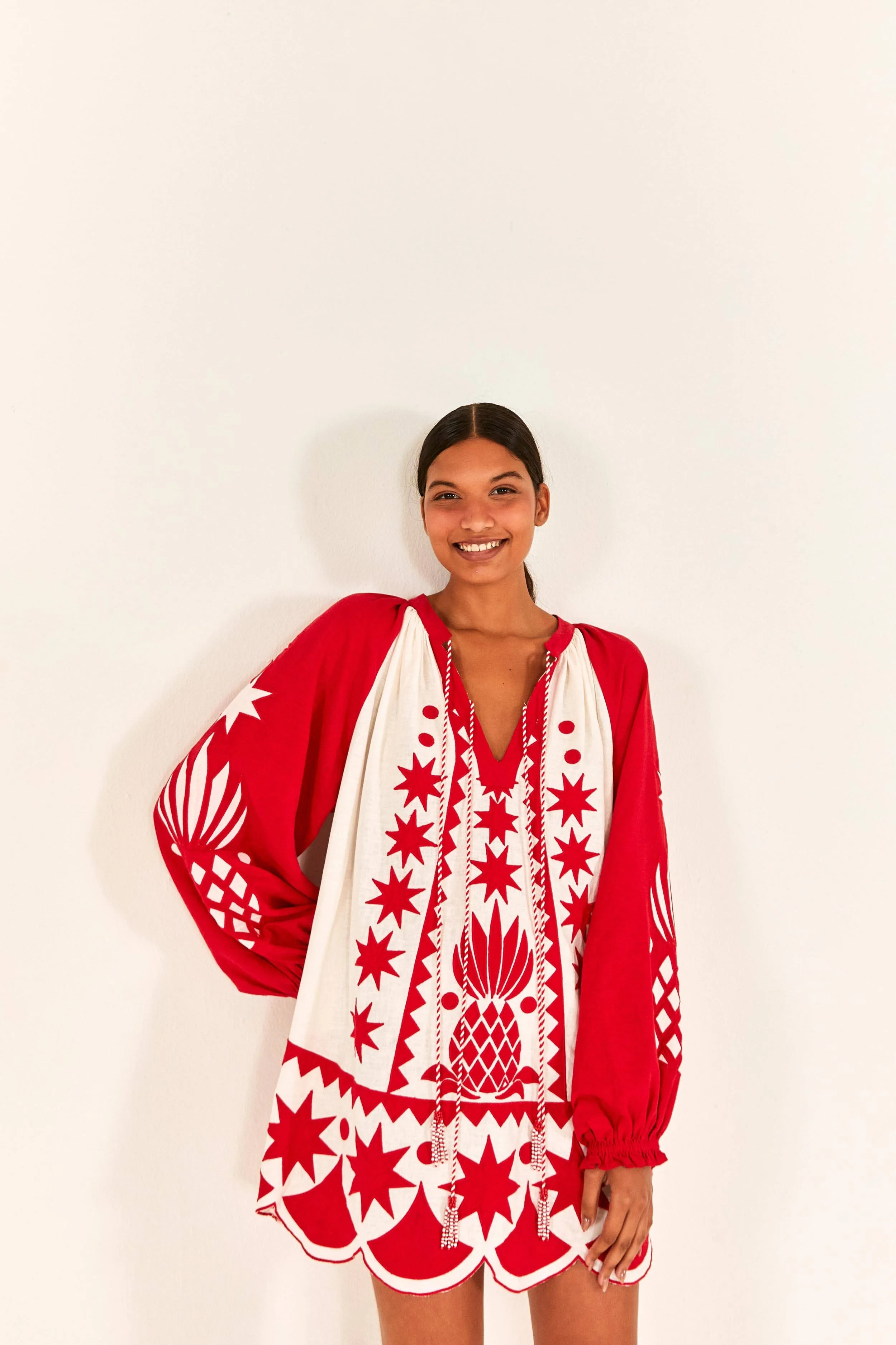 Red Tropical Cutwork Mini Dress sold by FARM Rio