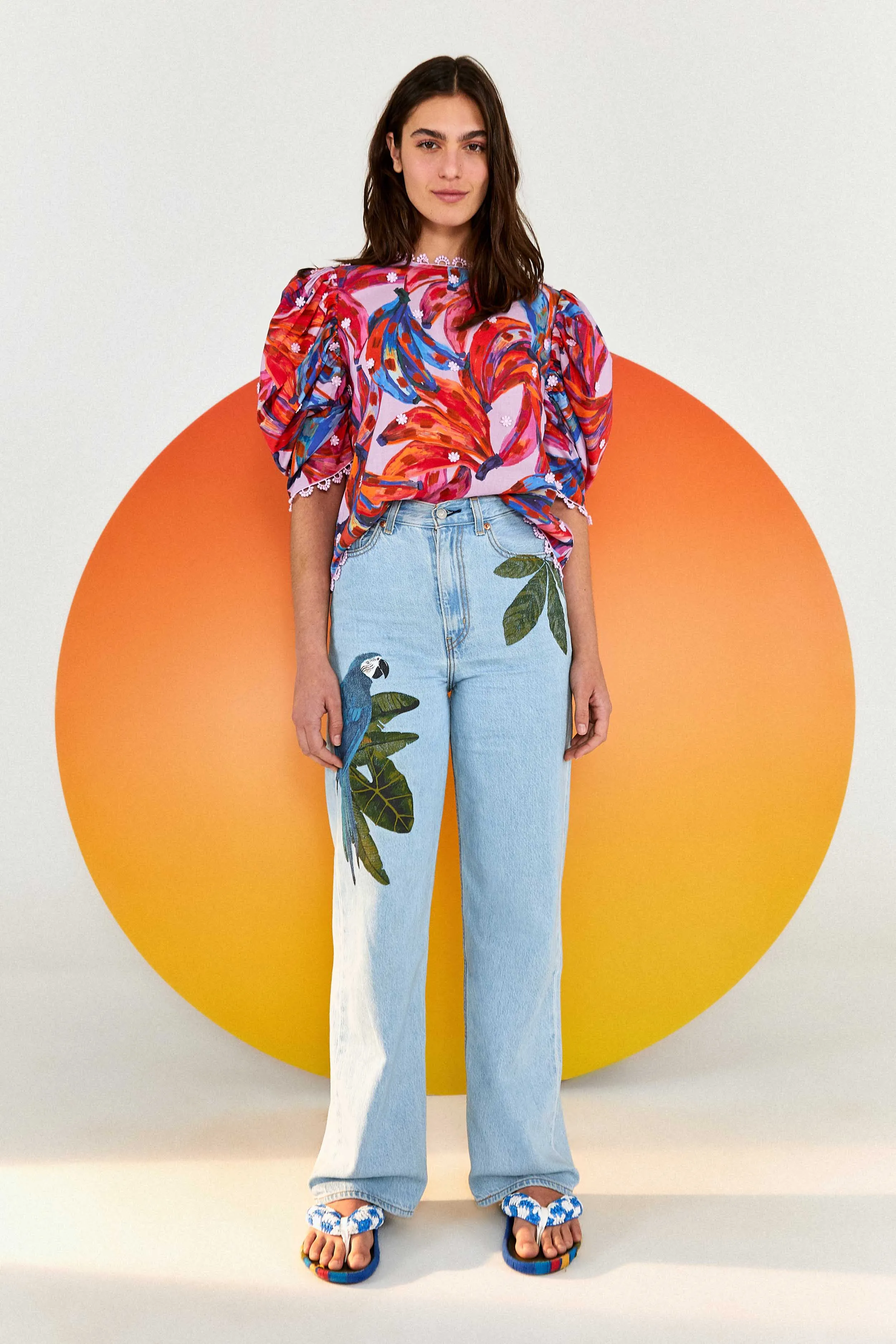 Colorful Bananas Puff Sleeve Blouse sold by FARM Rio product image thumbnail 4