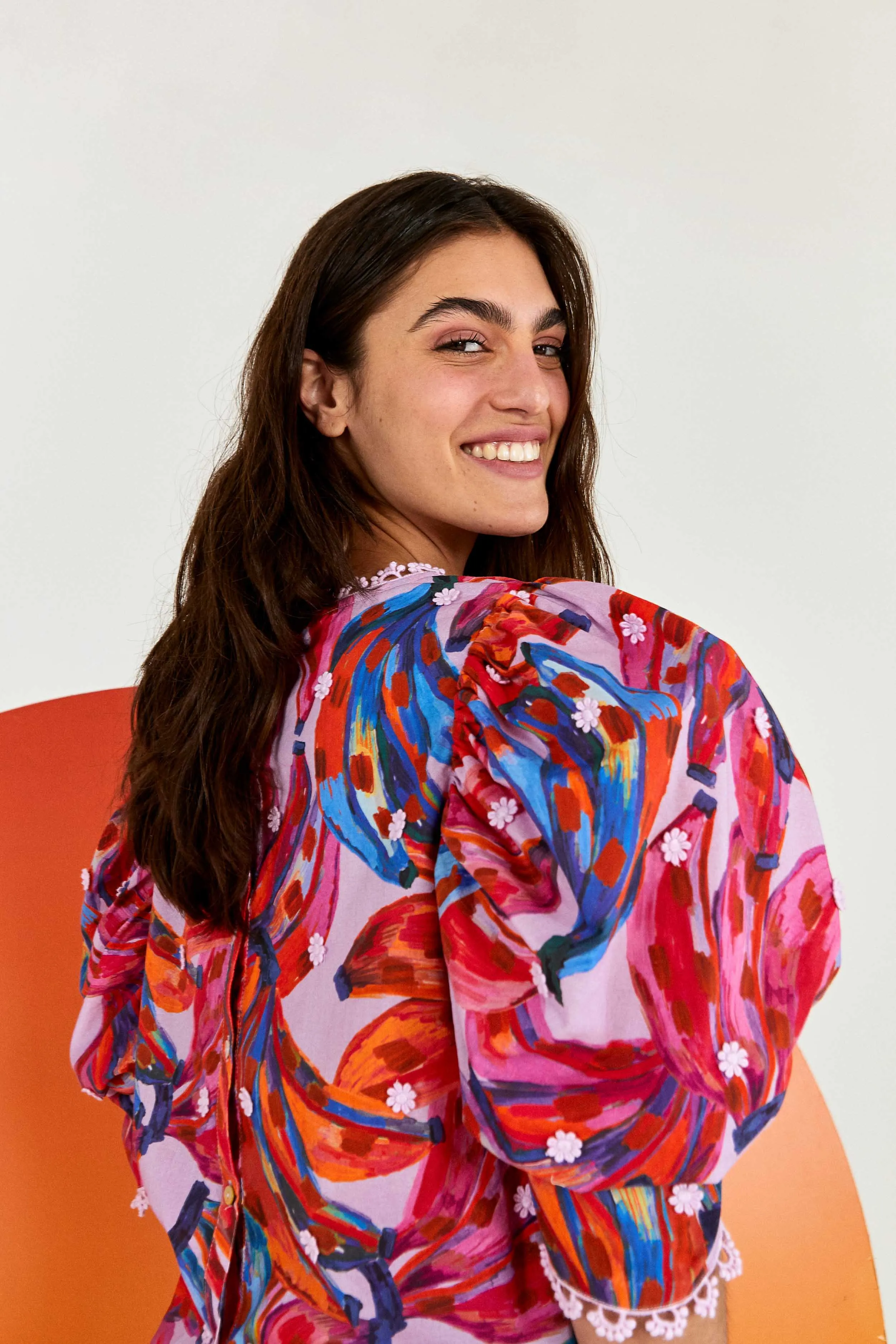 Colorful Bananas Puff Sleeve Blouse sold by FARM Rio product image thumbnail 3