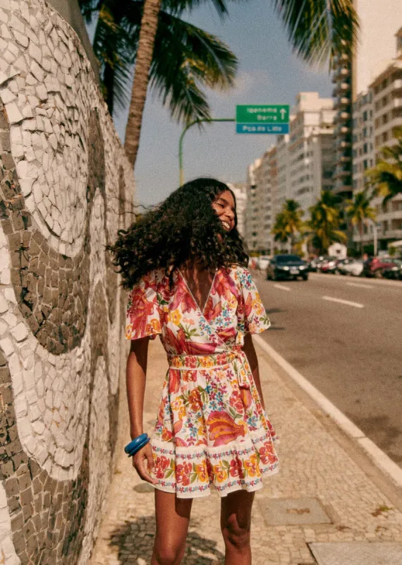 Spring Bananas Off-White Kalhila Mini Dress sold by FARM Rio